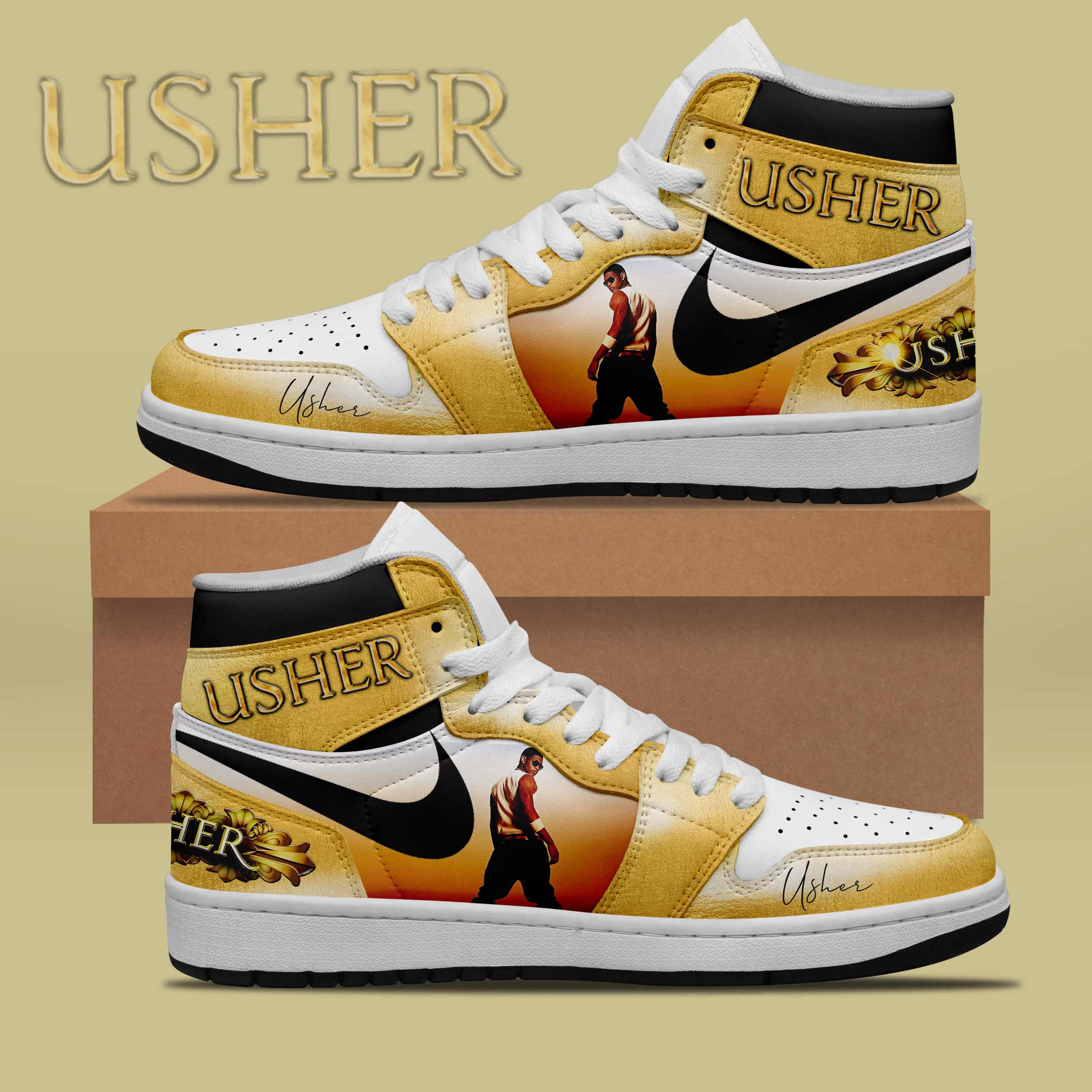 JWFancy Usher AJ1 High Sneakers Shoes For Men And Women