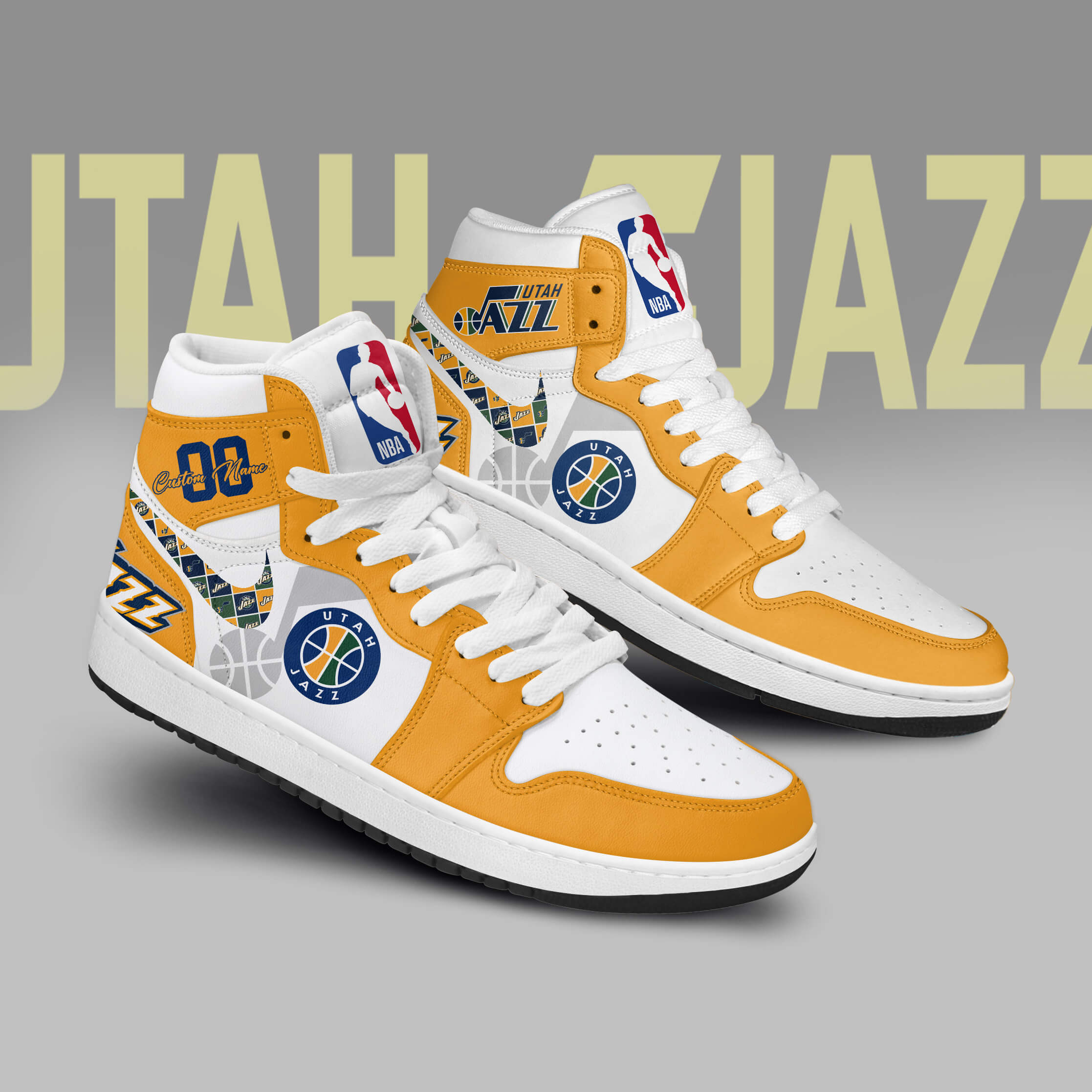 JWFancy Utah Jazz AJ1 High Sneakers Shoes For Men And Women