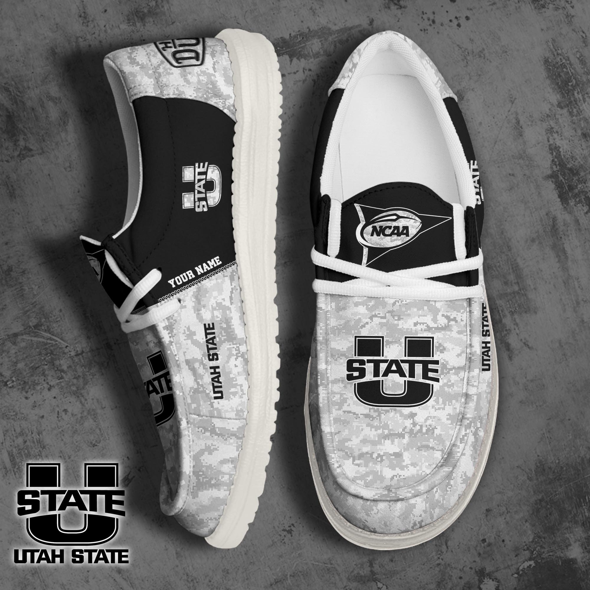 JWFancy Utah State Aggies Hey Dude Shoes Wally Men's Lace Up Loafers Comfortable For Men And Women