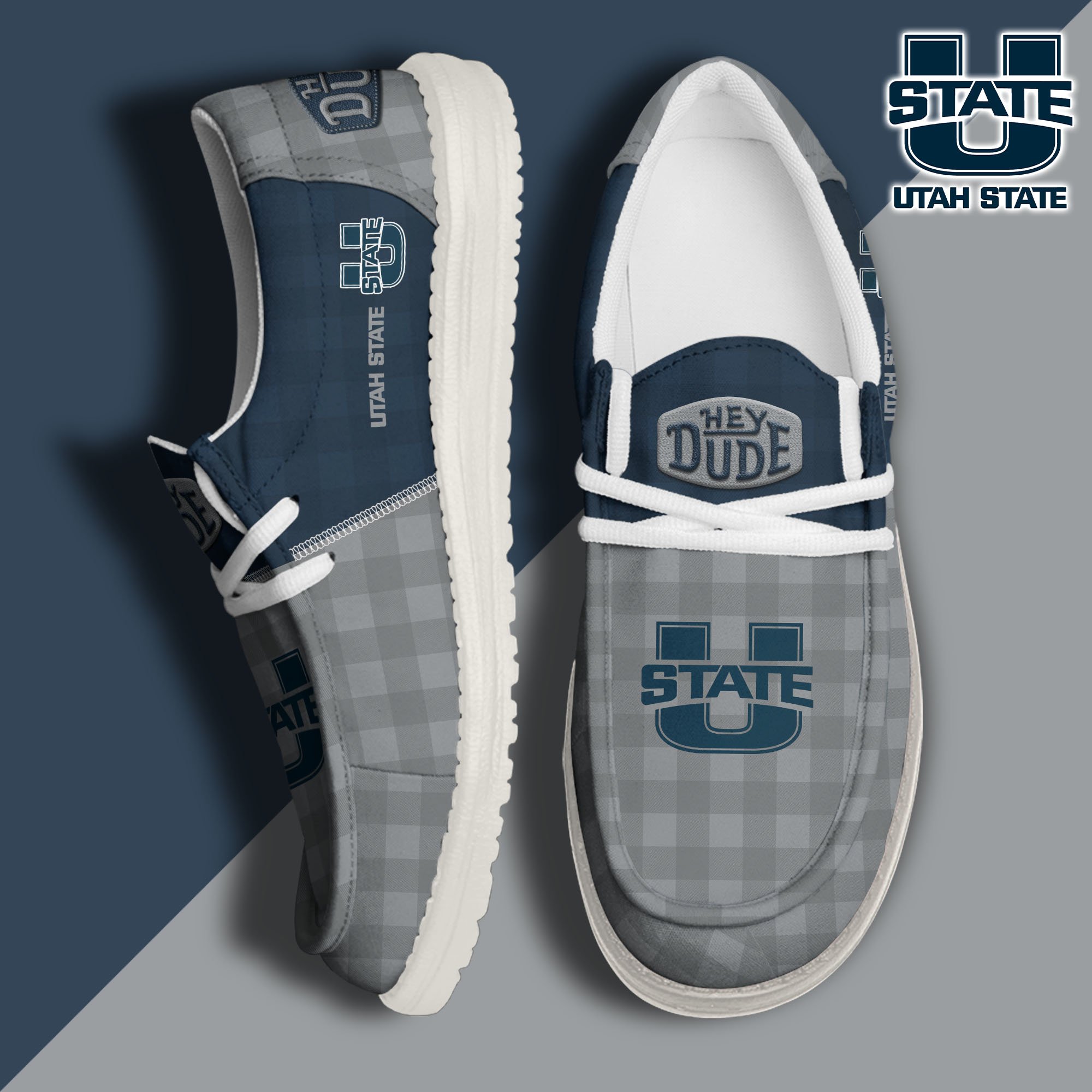 JWFancy Utah State Aggies Hey Dude Shoes Wally Men's Lace Up Loafers Comfortable For Men And Women
