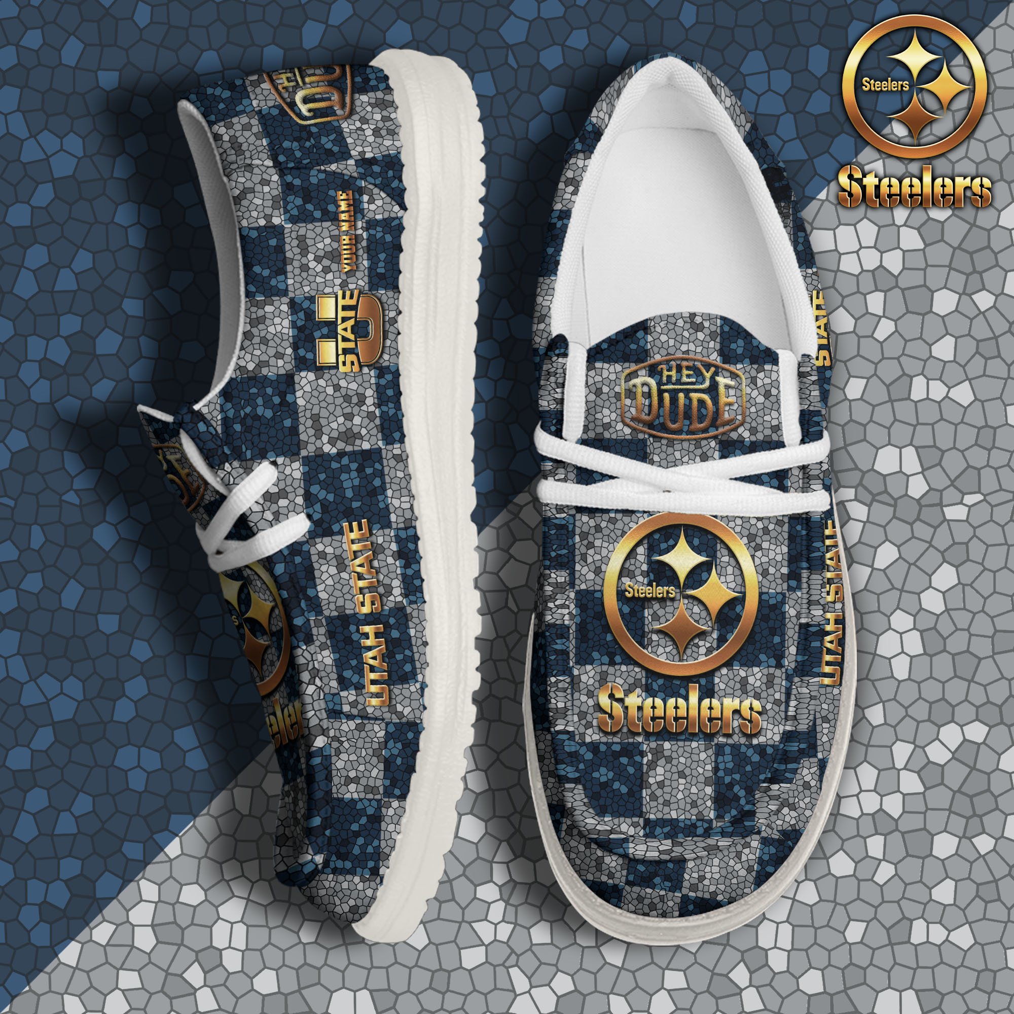 JWFancy Utah State Aggies Hey Dude Shoes Wally Men's Lace Up Loafers Comfortable For Men And Women