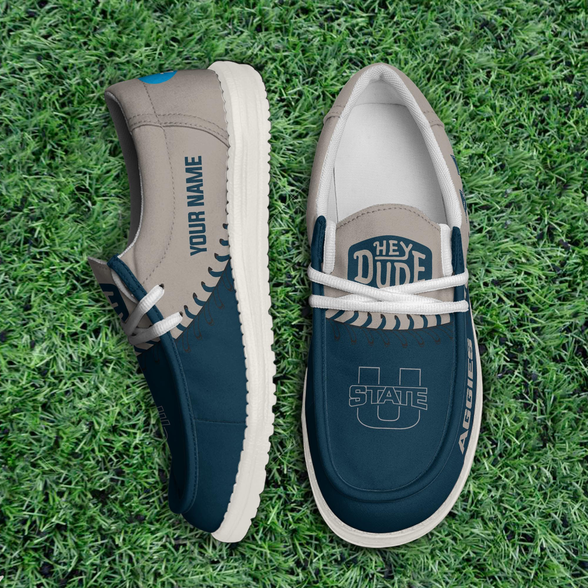 JWFancy Utah State Aggies Hey Dude Shoes Wally Men's Lace Up Loafers Comfortable For Men And Women