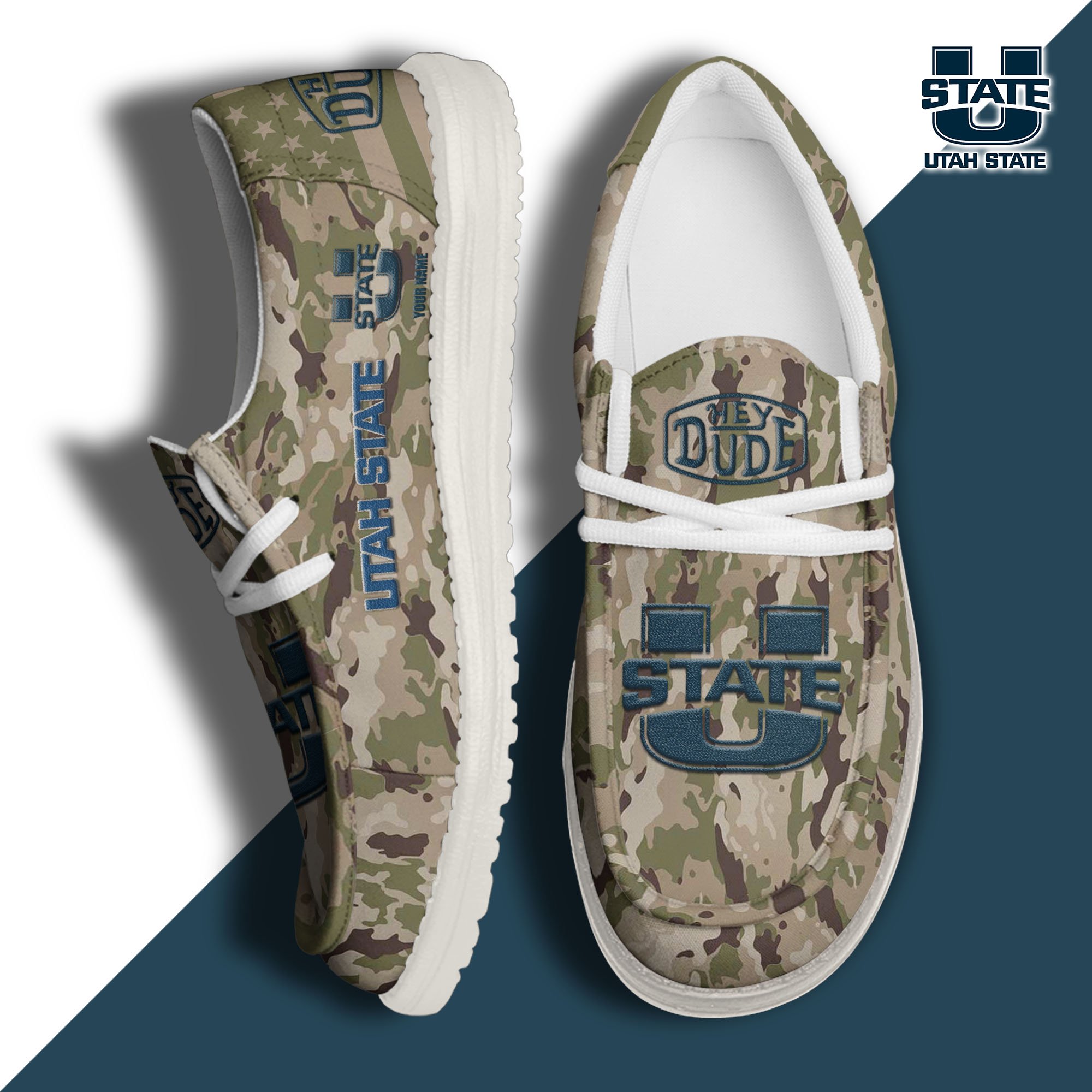 JWFancy Utah State Aggies Hey Dude Shoes Wally Men's Lace Up Loafers Comfortable For Men And Women