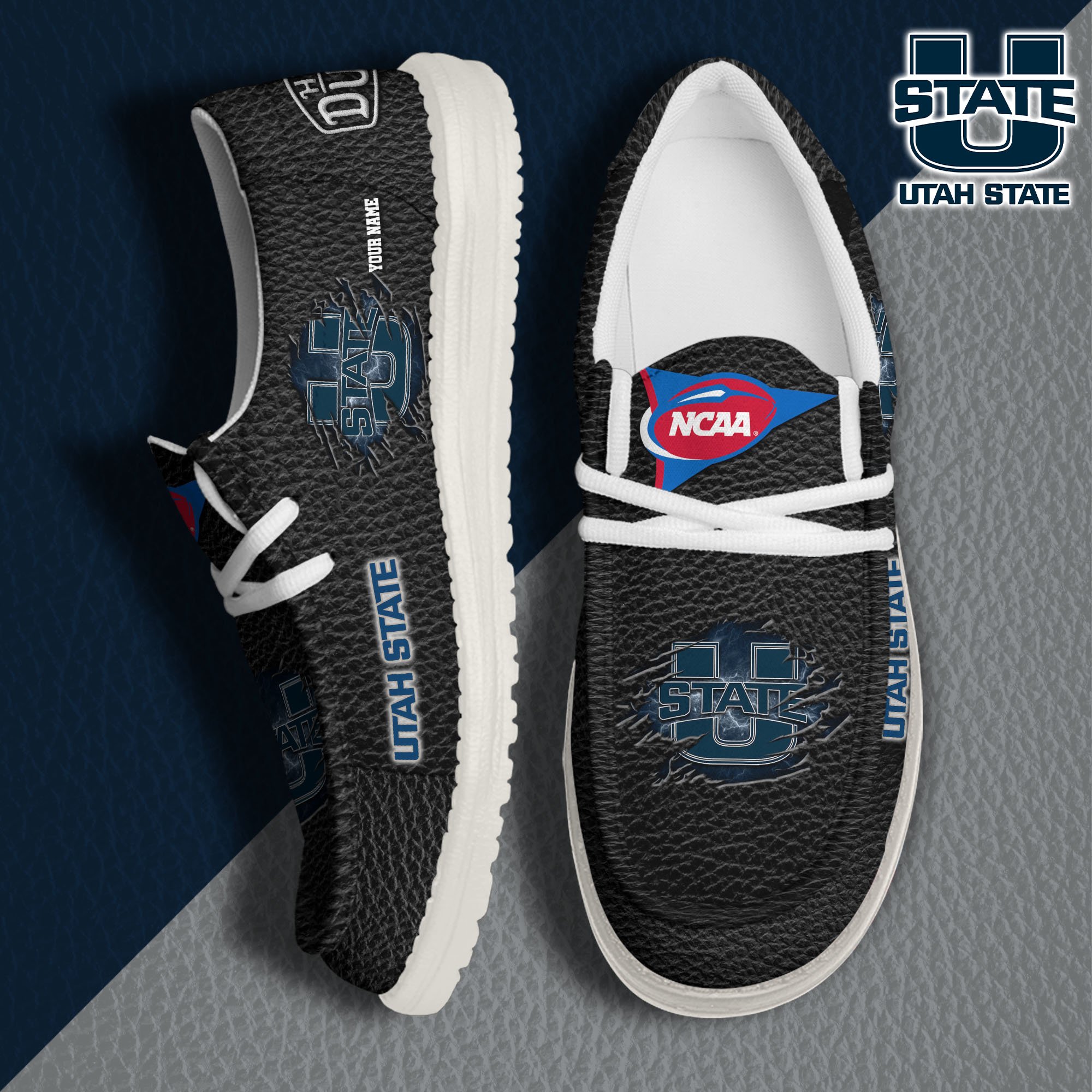 JWFancy Utah State Aggies Hey Dude Shoes Wally Men's Lace Up Loafers Comfortable For Men And Women