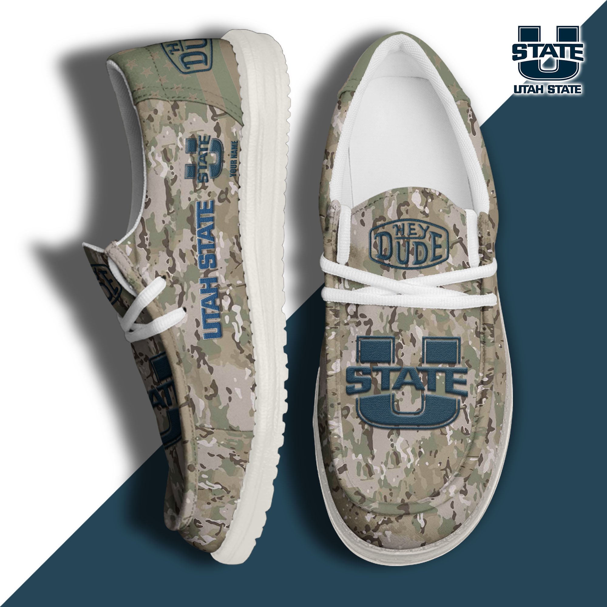 JWFancy Utah State Aggies Hey Dude Shoes Wally Men's Lace Up Loafers Comfortable For Men And Women
