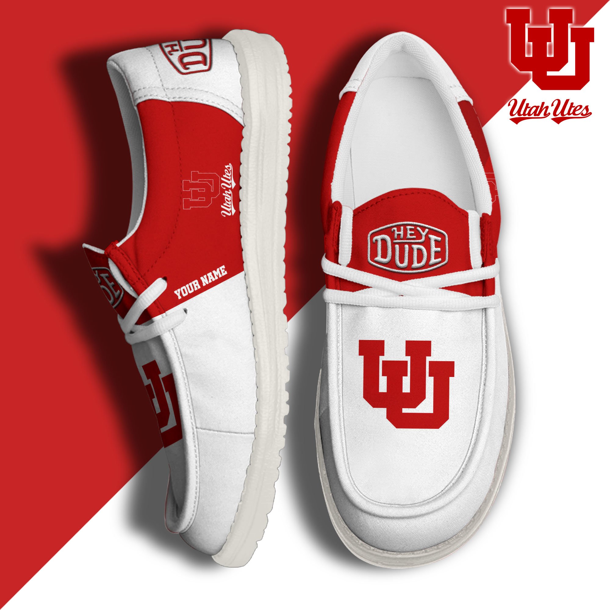 JWFancy Utah Utes Hey Dude Shoes Wally Men's Lace Up Loafers Comfortable For Men And Women