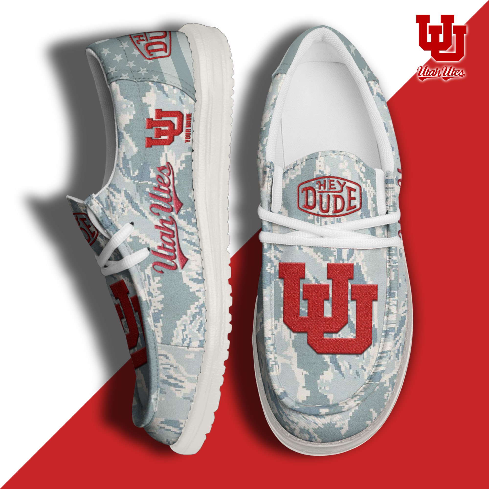 JWFancy Utah Utes Hey Dude Shoes Wally Men's Lace Up Loafers Comfortable For Men And Women