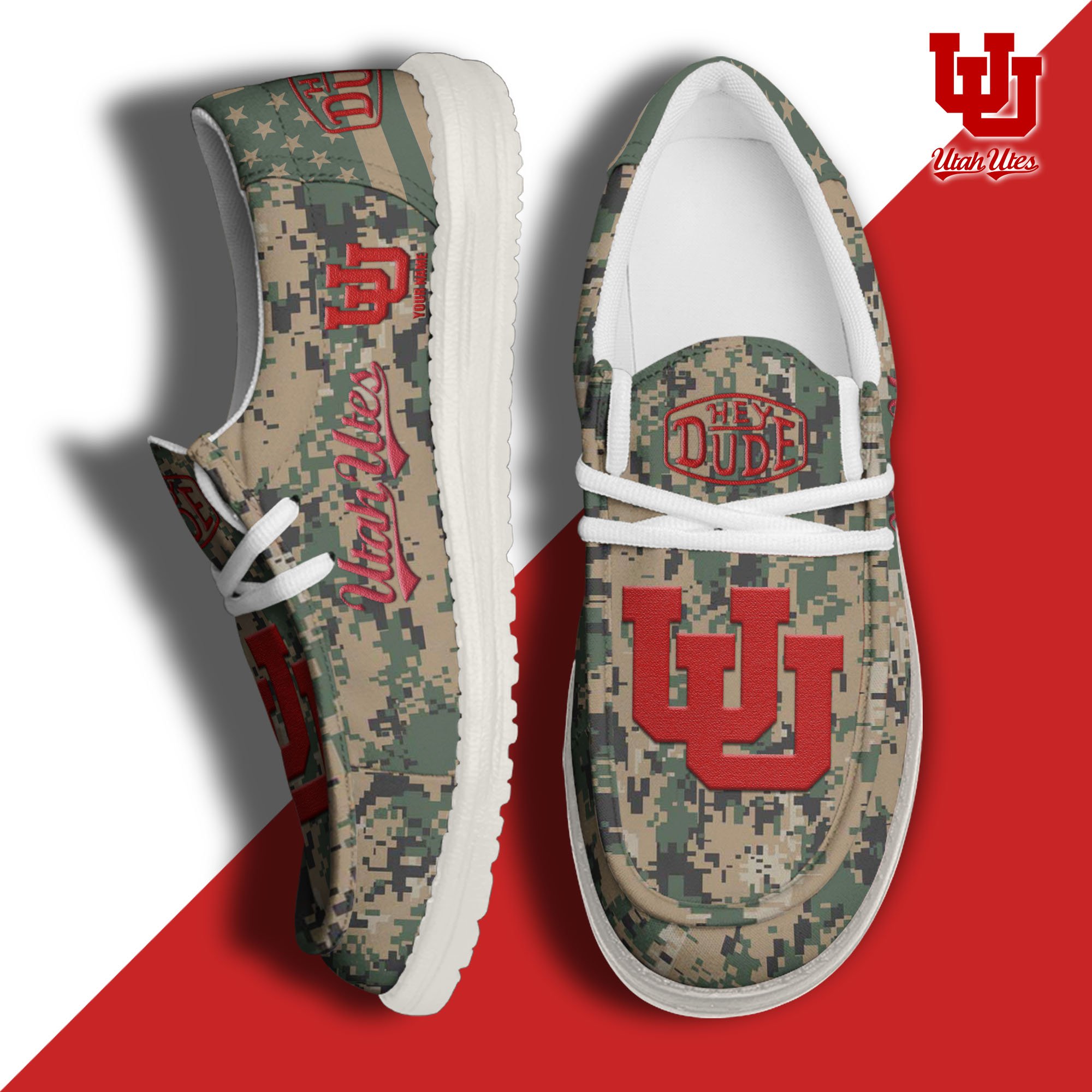 JWFancy Utah Utes Hey Dude Shoes Wally Men's Lace Up Loafers Comfortable For Men And Women