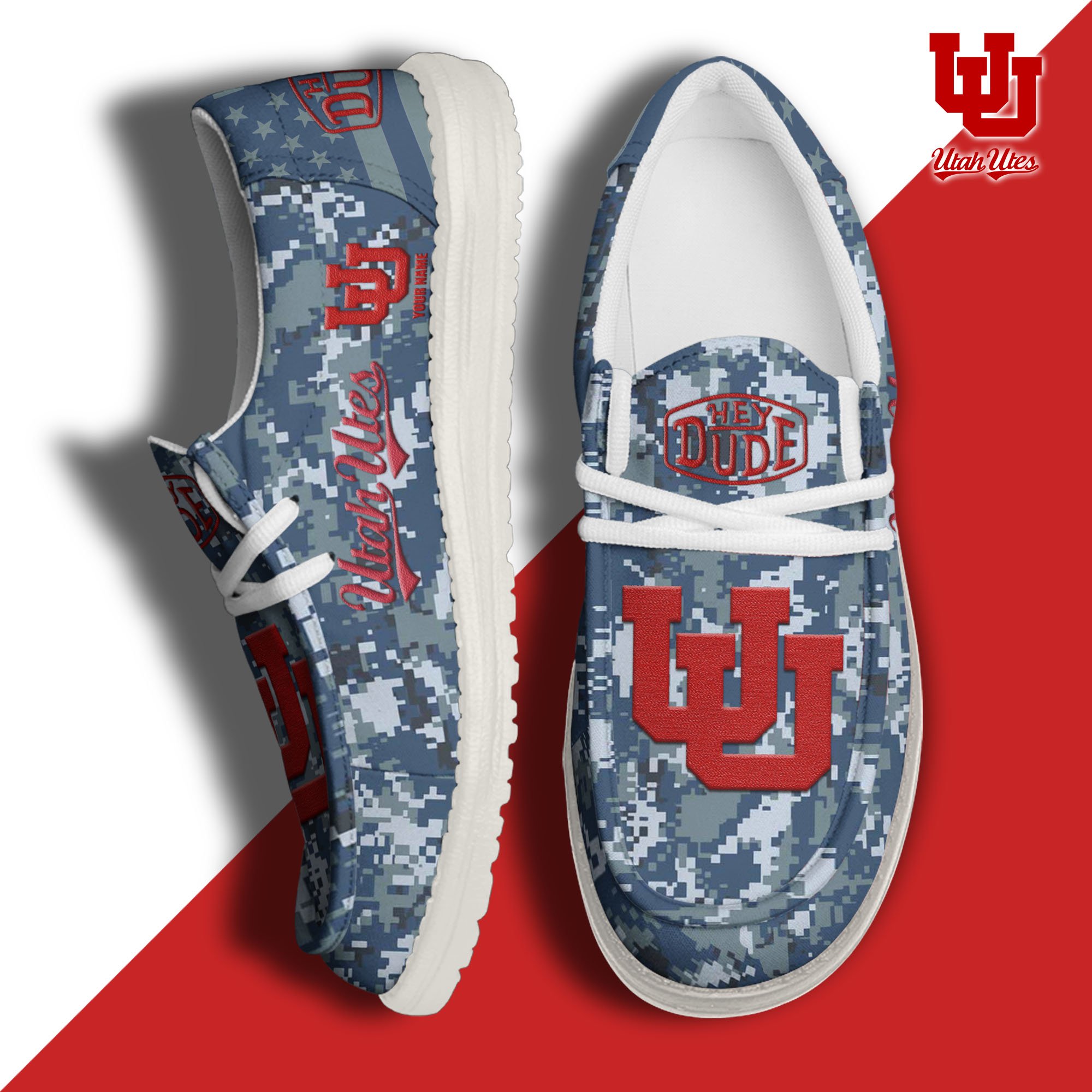 JWFancy Utah Utes Hey Dude Shoes Wally Men's Lace Up Loafers Comfortable For Men And Women