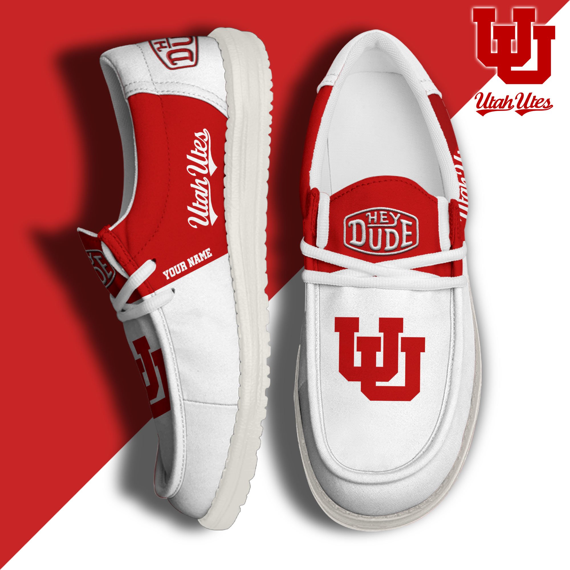 JWFancy Utah Utes Hey Dude Shoes Wally Men's Lace Up Loafers Comfortable For Men And Women