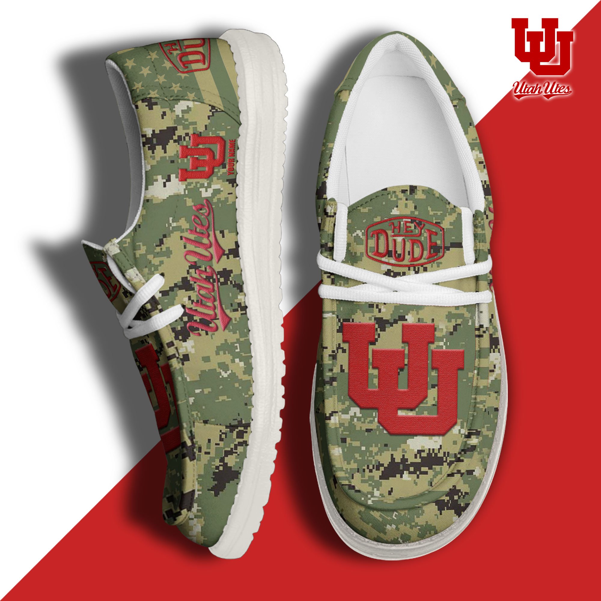 JWFancy Utah Utes Hey Dude Shoes Wally Men's Lace Up Loafers Comfortable For Men And Women
