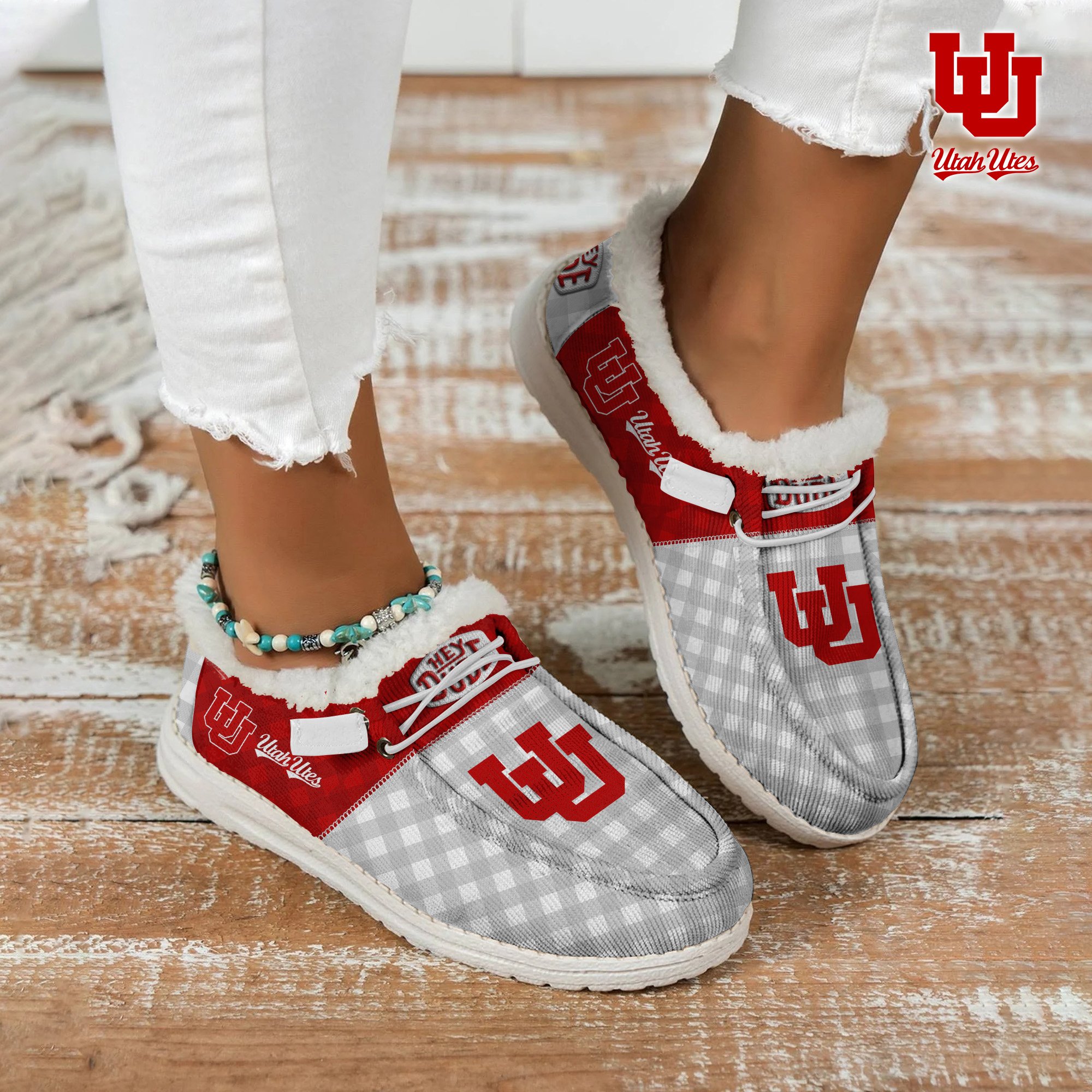 JWFancy Utah Utes Hey Dude Shoes Wally Men's Lace Up Loafers Comfortable For Men And Women