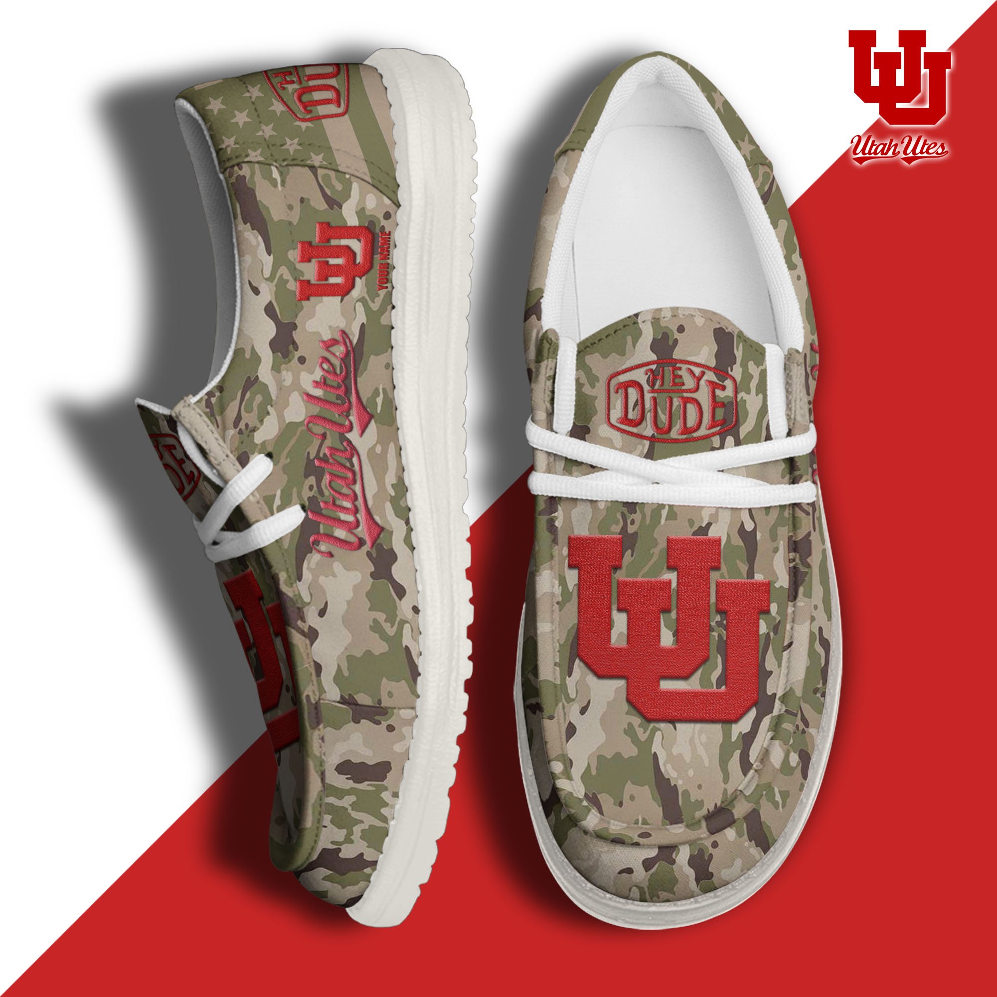 JWFancy Utah Utes Hey Dude Shoes Wally Men's Lace Up Loafers Comfortable For Men And Women