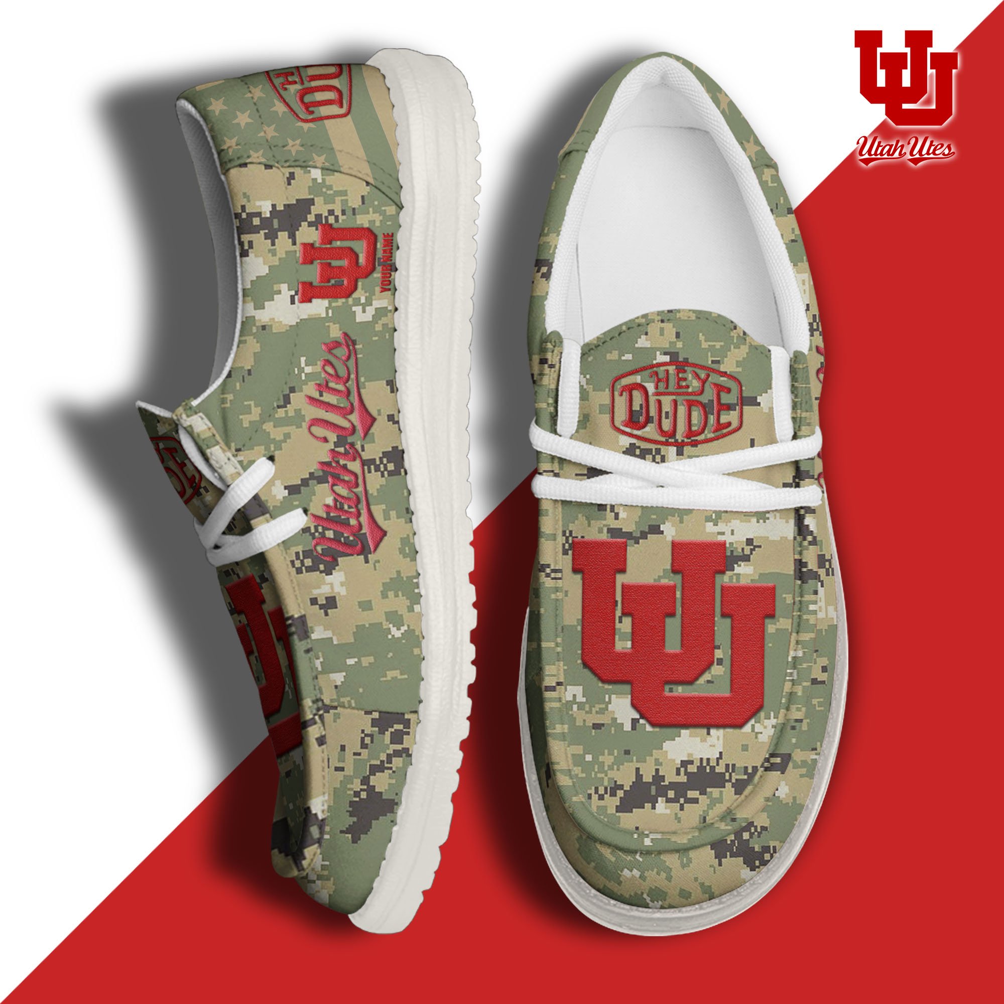 JWFancy Utah Utes Hey Dude Shoes Wally Men's Lace Up Loafers Comfortable For Men And Women