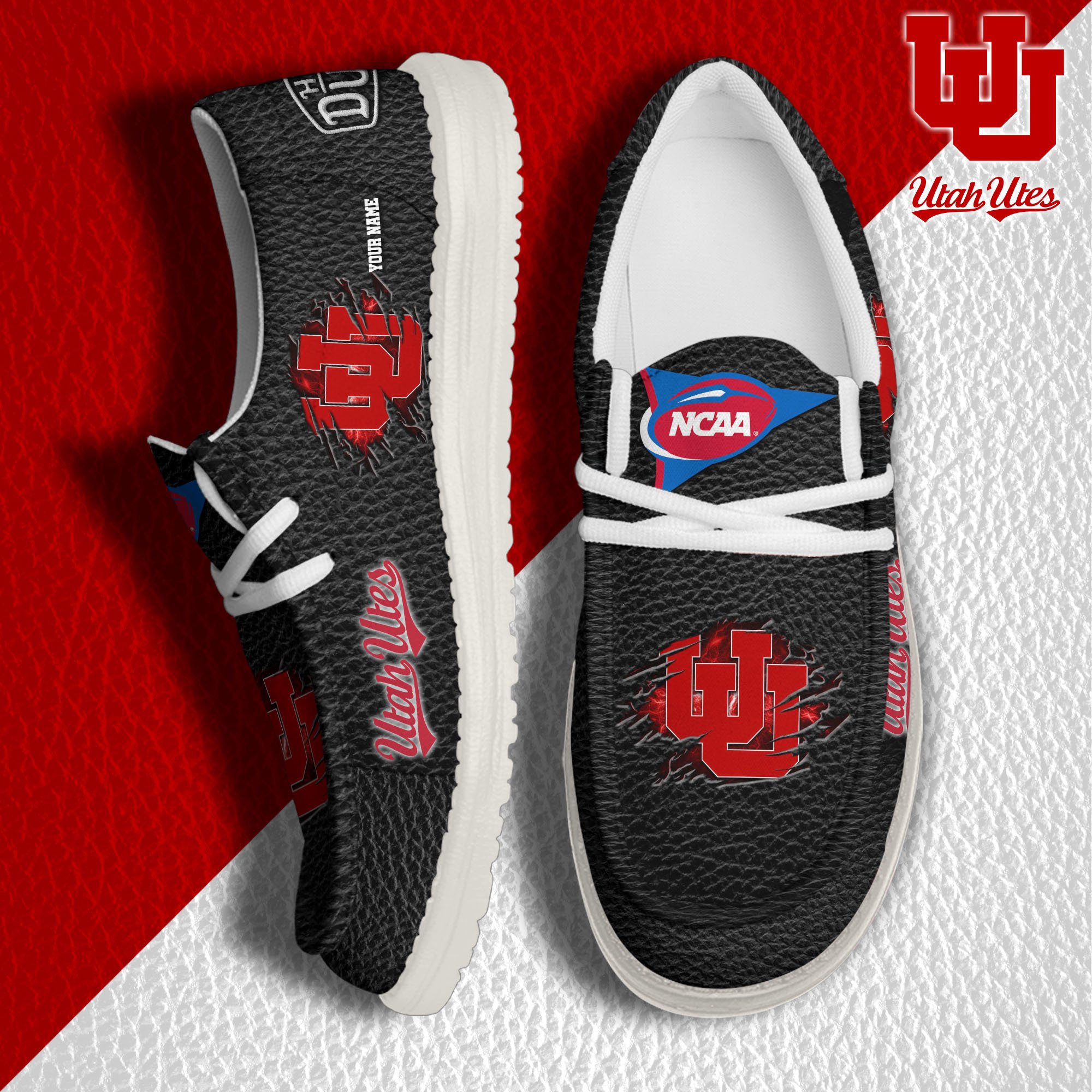 JWFancy Utah Utes Hey Dude Shoes Wally Men's Lace Up Loafers Comfortable For Men And Women