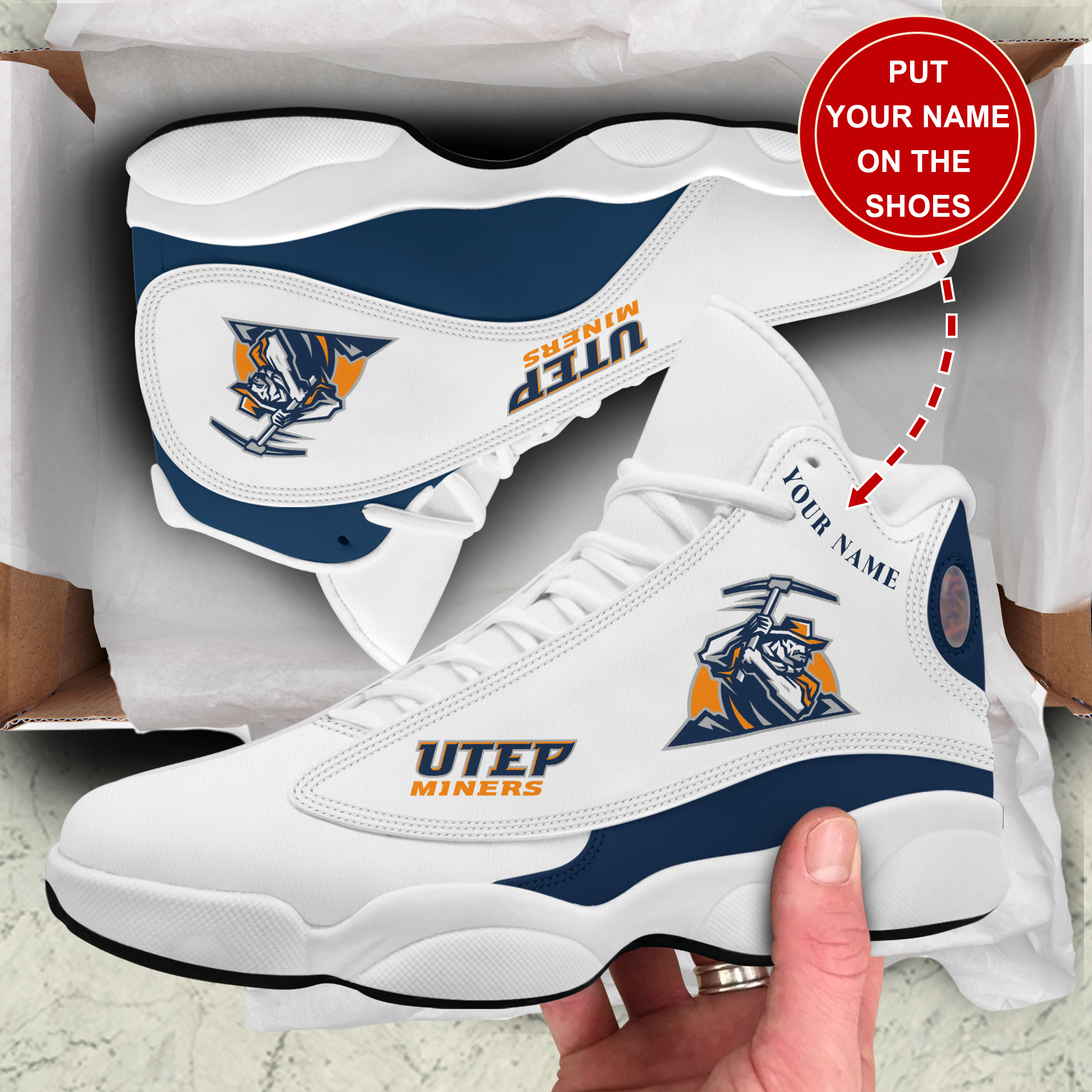 JWFancy UTEP Miners  AJ13 Sneakers Shoes For Men And Women