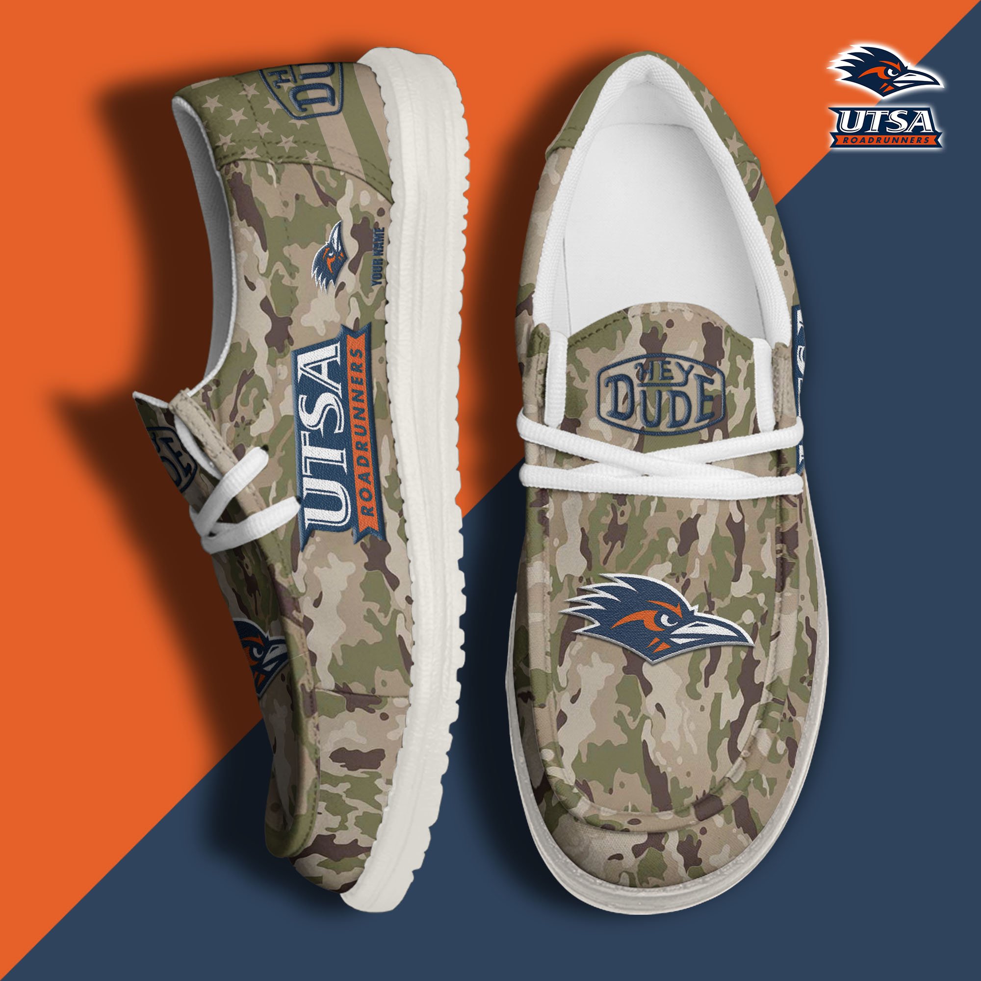 JWFancy UTSA Roadrunners Hey Dude Shoes Wally Men's Lace Up Loafers Comfortable For Men And Women