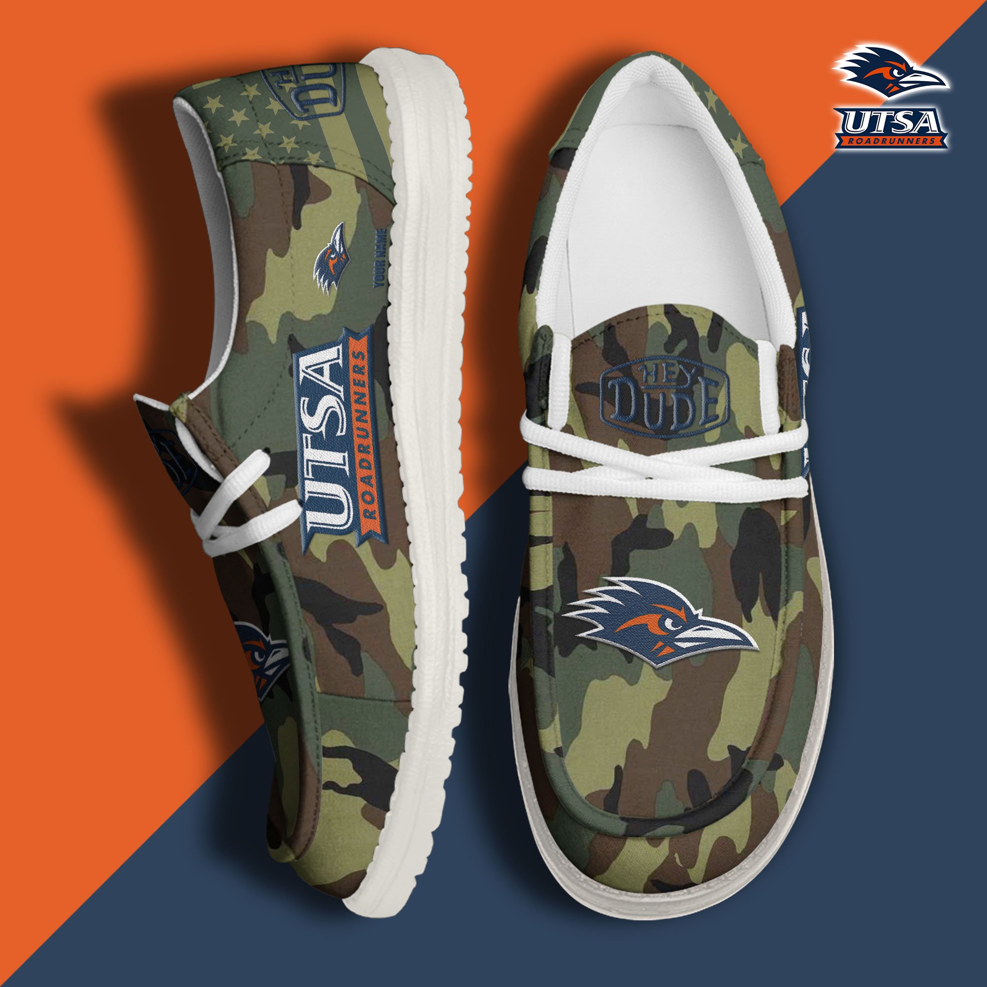JWFancy UTSA Roadrunners Hey Dude Shoes Wally Men's Lace Up Loafers Comfortable For Men And Women