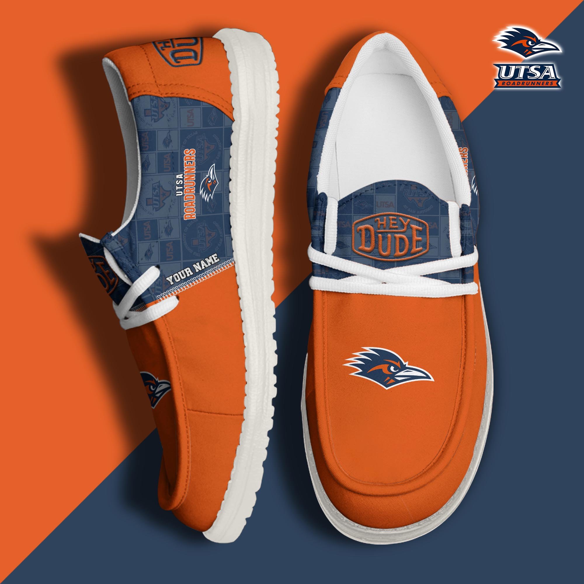 JWFancy UTSA Roadrunners Hey Dude Shoes Wally Men's Lace Up Loafers Comfortable For Men And Women