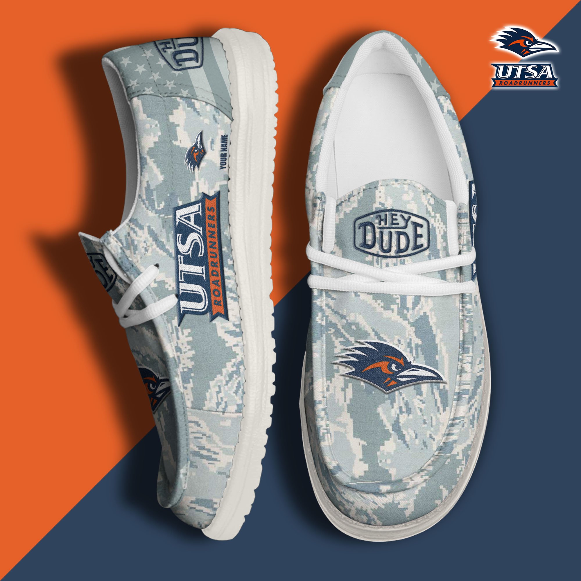 JWFancy UTSA Roadrunners Hey Dude Shoes Wally Men's Lace Up Loafers Comfortable For Men And Women