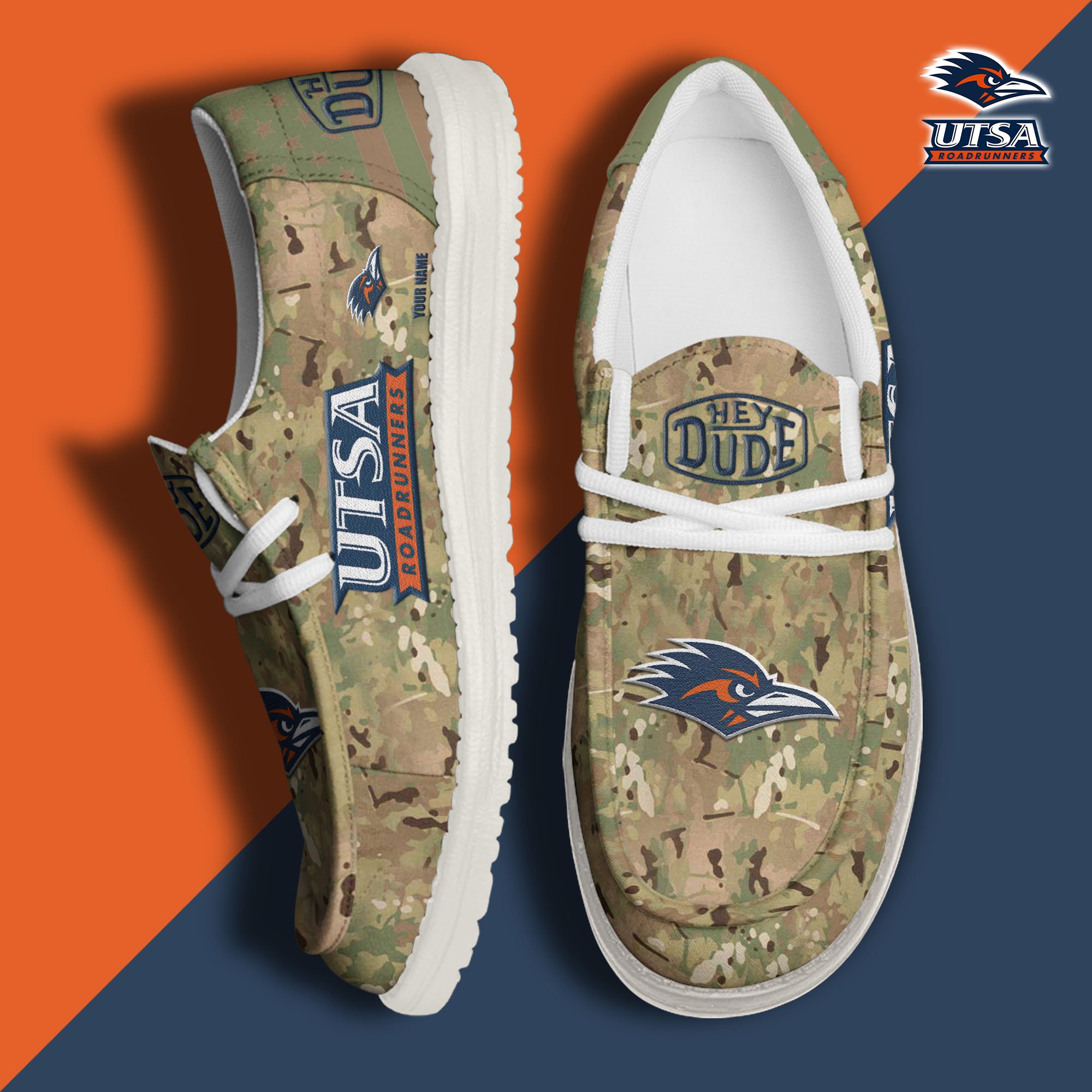 JWFancy UTSA Roadrunners Hey Dude Shoes Wally Men's Lace Up Loafers Comfortable For Men And Women