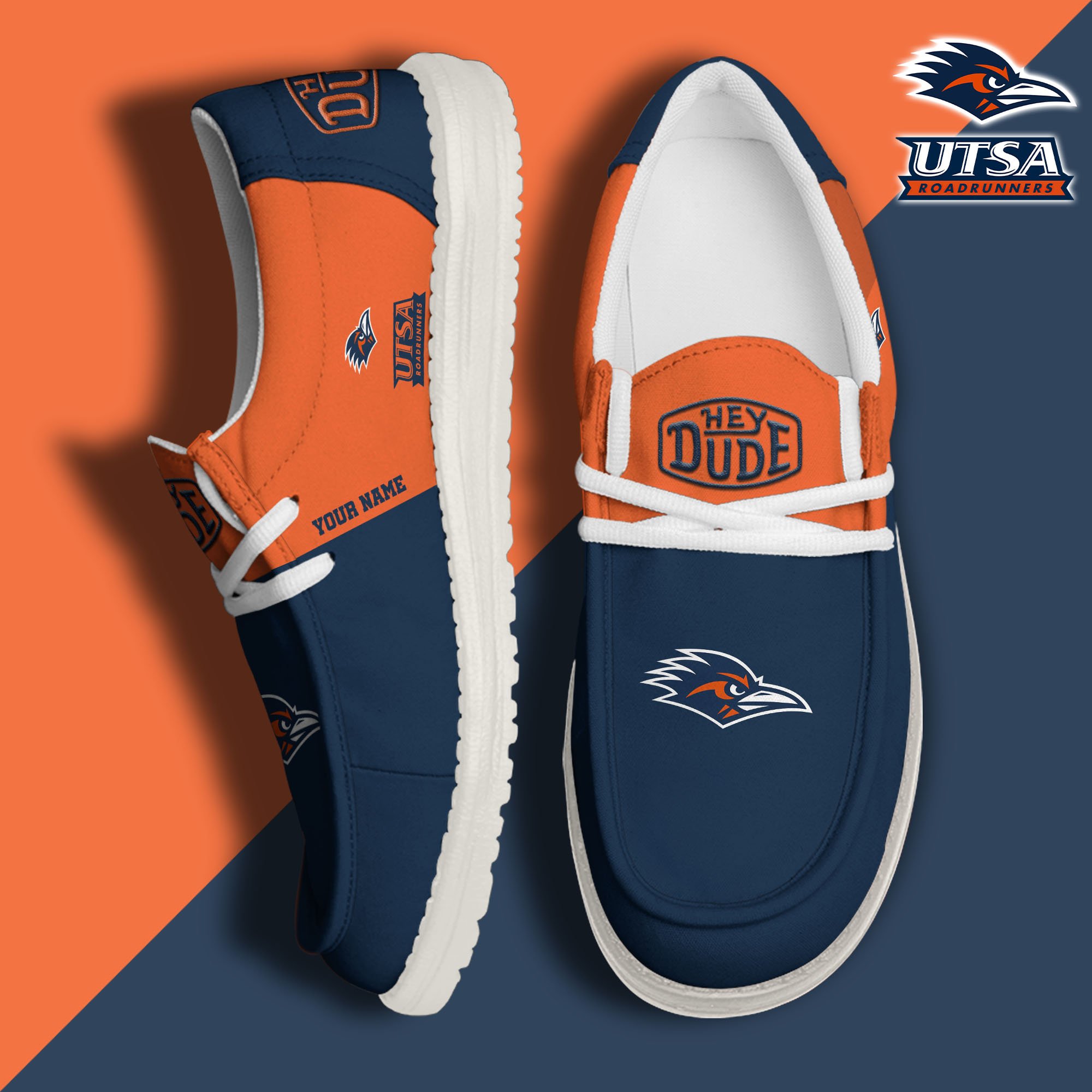 JWFancy UTSA Roadrunners Hey Dude Shoes Wally Men's Lace Up Loafers Comfortable For Men And Women