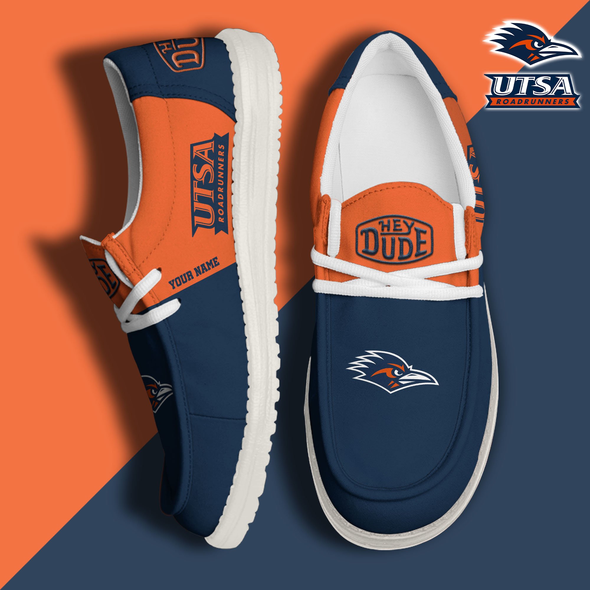 JWFancy UTSA Roadrunners Hey Dude Shoes Wally Men's Lace Up Loafers Comfortable For Men And Women