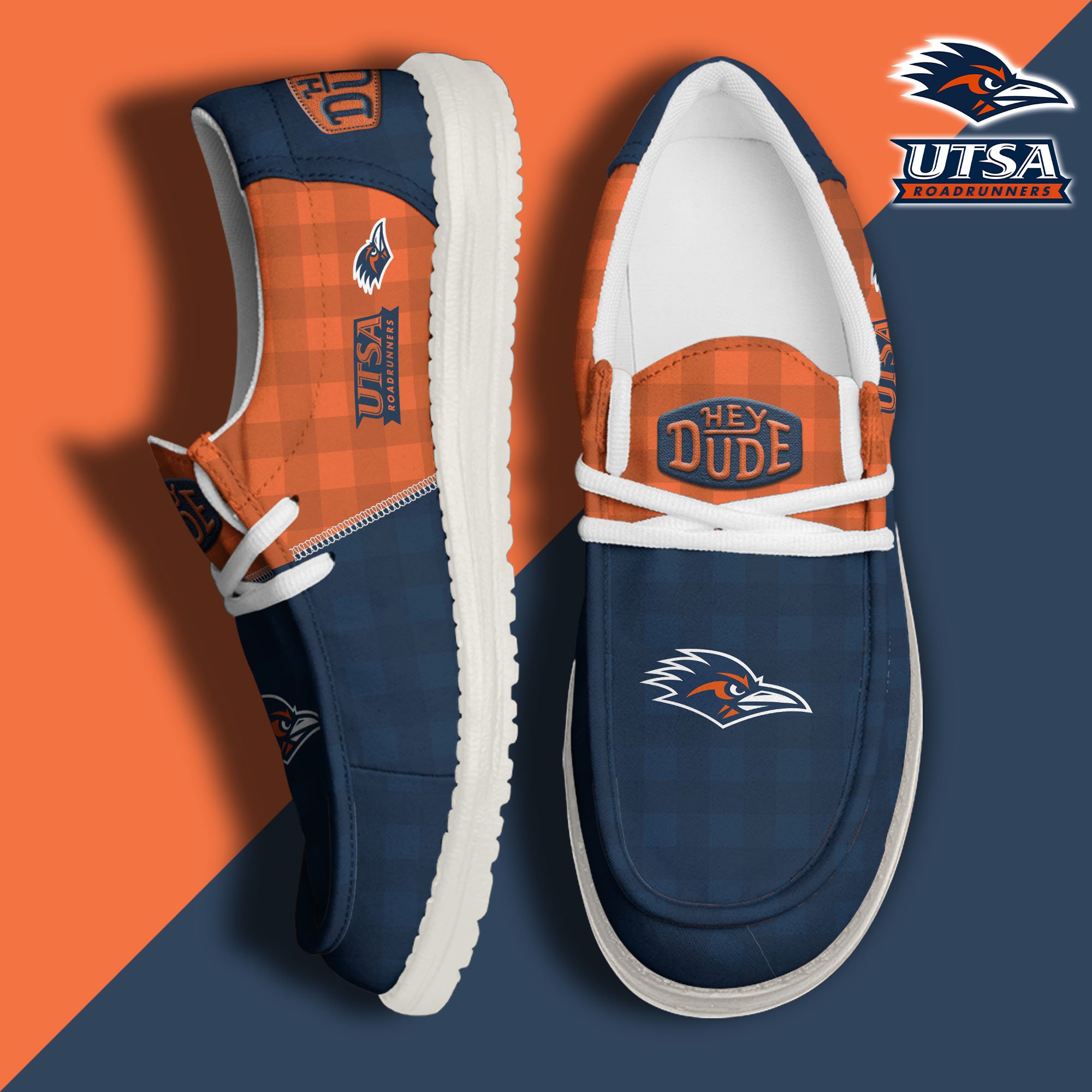 JWFancy UTSA Roadrunners Hey Dude Shoes Wally Men's Lace Up Loafers Comfortable For Men And Women