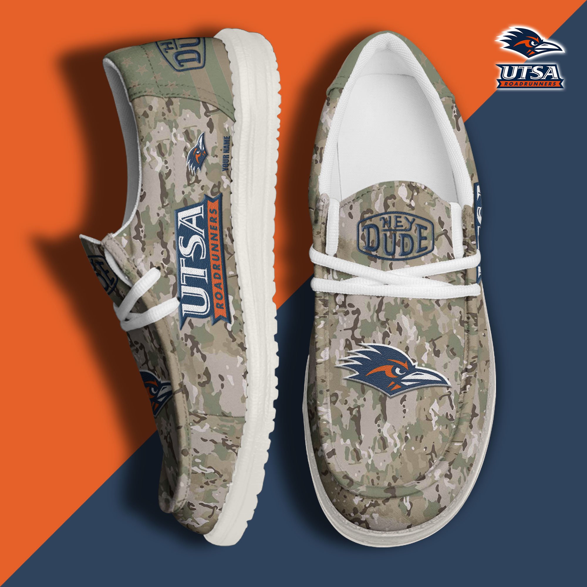 JWFancy UTSA Roadrunners Hey Dude Shoes Wally Men's Lace Up Loafers Comfortable For Men And Women