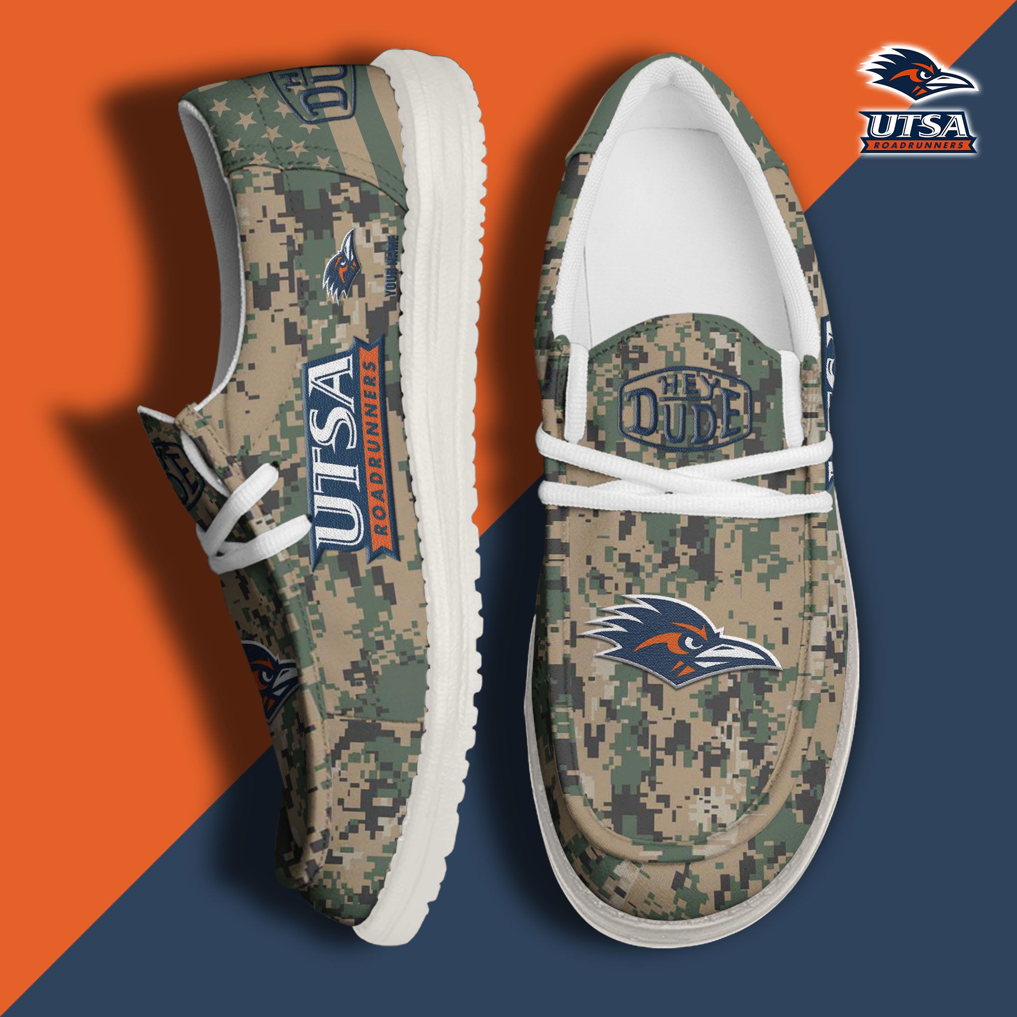 JWFancy UTSA Roadrunners Hey Dude Shoes Wally Men's Lace Up Loafers Comfortable For Men And Women