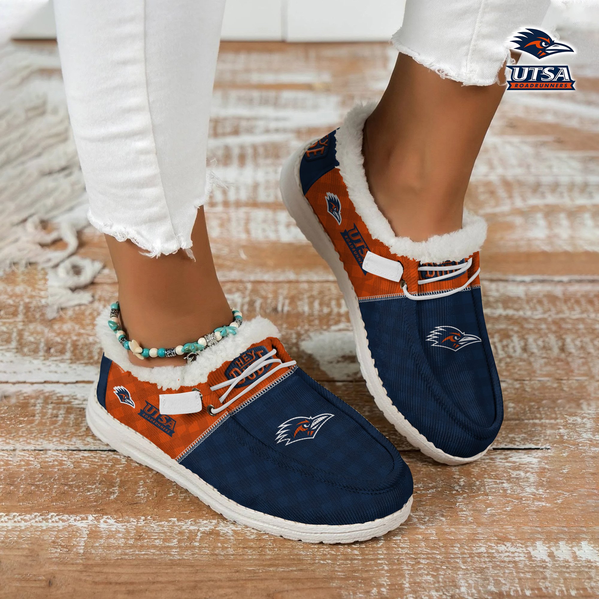 JWFancy UTSA Roadrunners Hey Dude Shoes Wally Men's Lace Up Loafers Comfortable For Men And Women