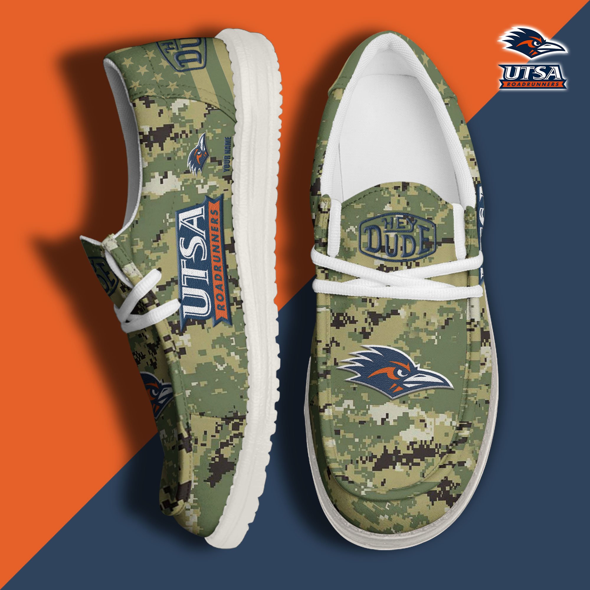 JWFancy UTSA Roadrunners Hey Dude Shoes Wally Men's Lace Up Loafers Comfortable For Men And Women