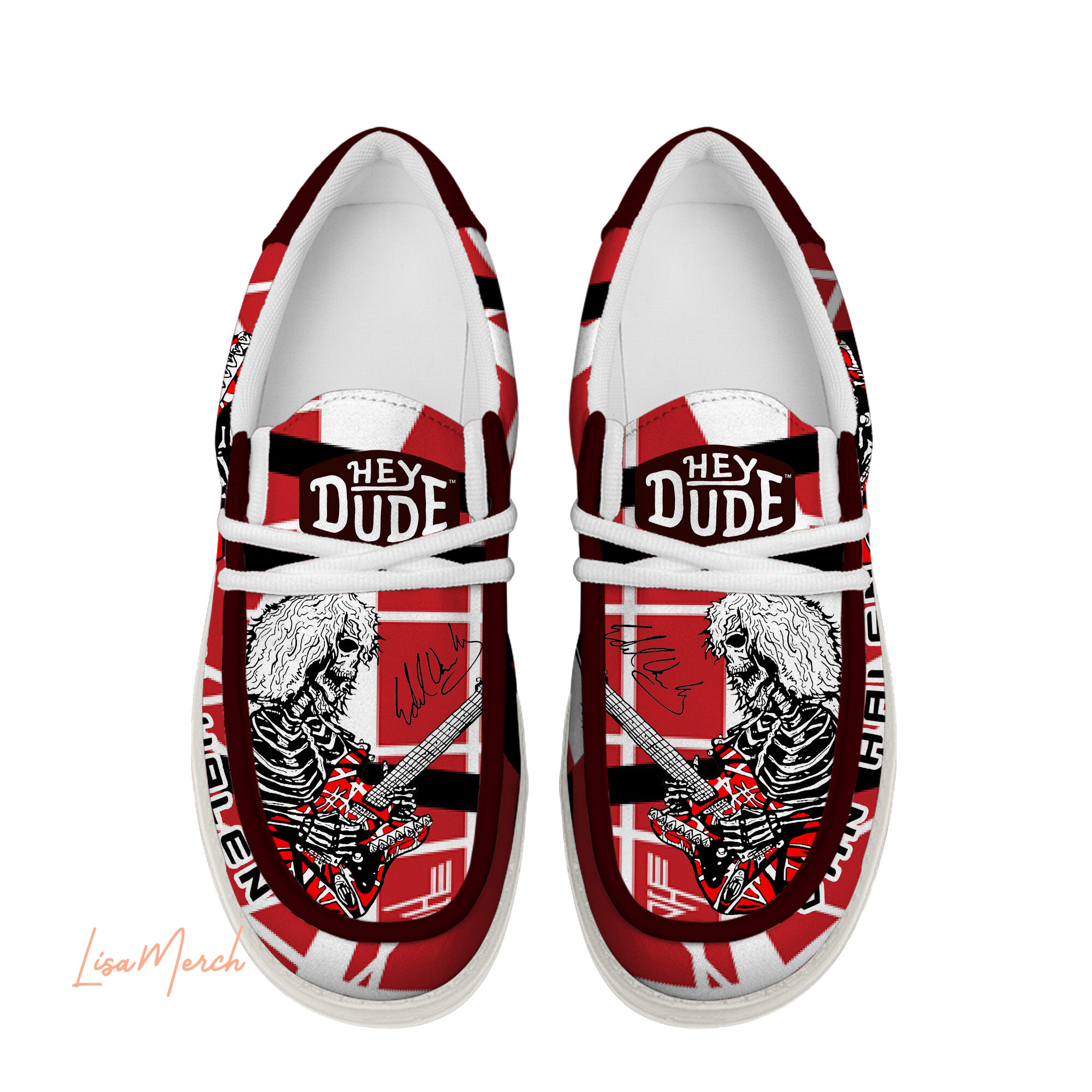 JWFancy Van Halen Hey Dude Shoes Wally Men's Lace Up Loafers Comfortable For Men And Women
