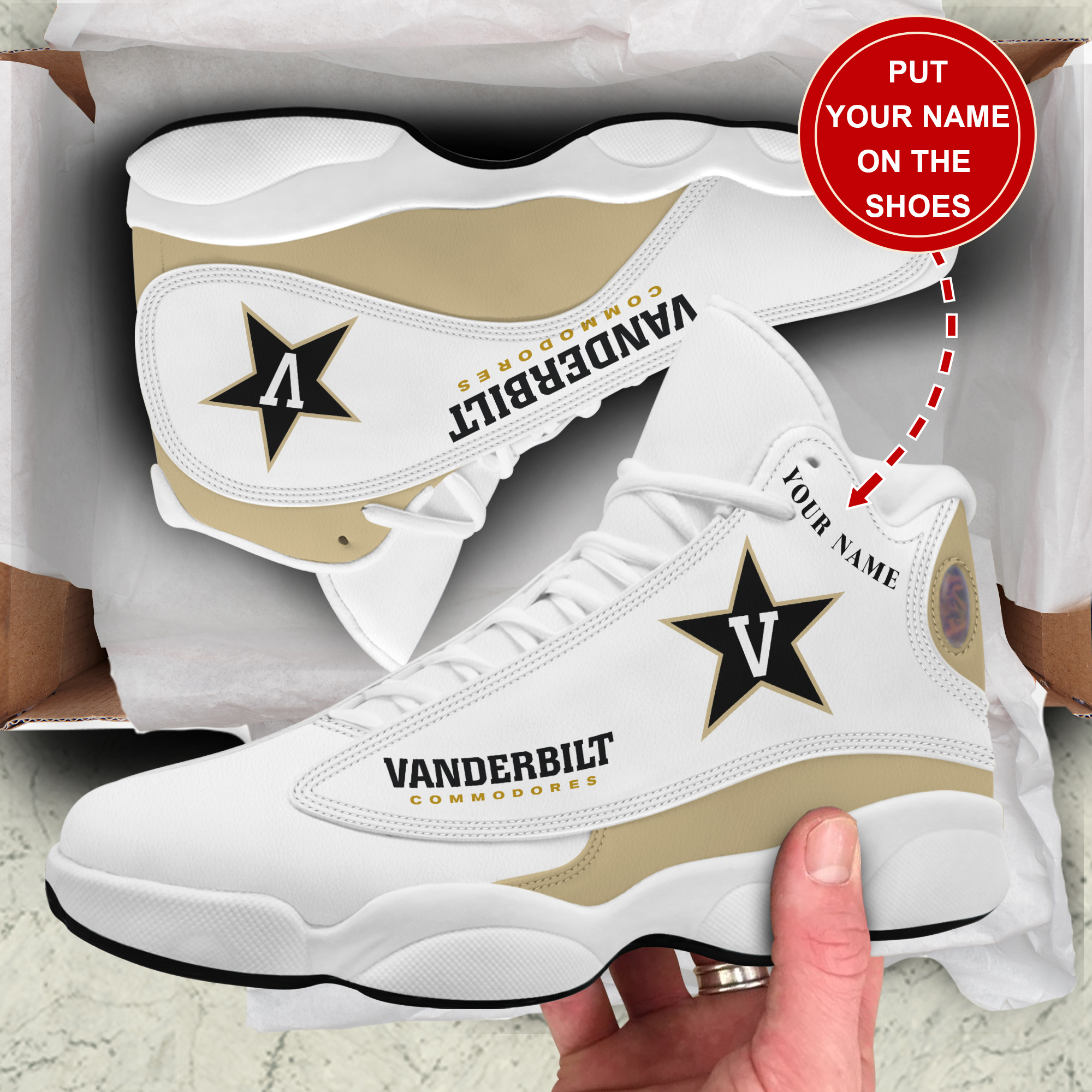 JWFancy Vanderbilt Commodores AJ13 Sneakers Shoes For Men And Women