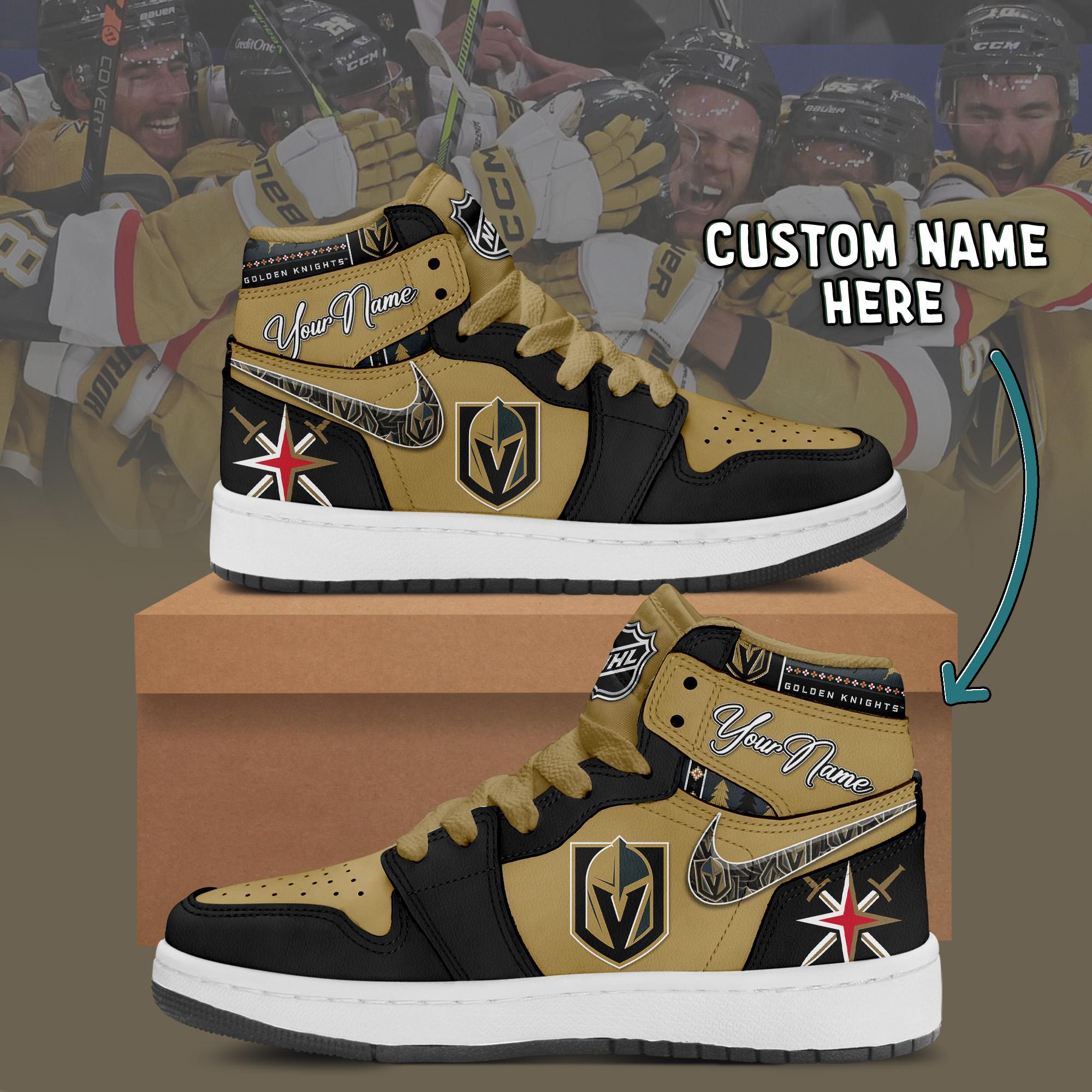 JWFancy Vegas Golden Knights AJ1 High Sneakers Shoes For Men And Women
