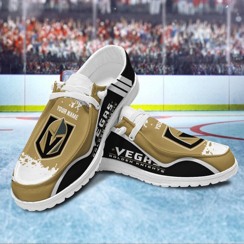 JWFancy Vegas Golden Knights Hey Dude Shoes Wally Men's Lace Up Loafers Comfortable For Men And Women