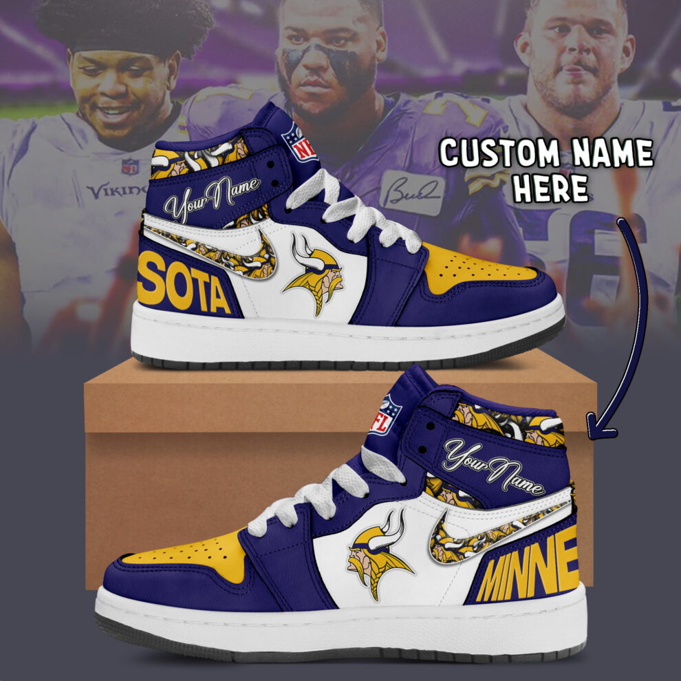 JWFancy Viking Minnesota AJ1 High Sneakers Shoes For Men And Women