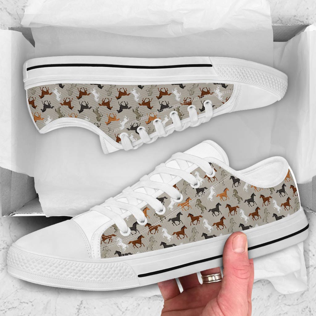 JWFancy Vintage Horse Pattern - Horse Lover Low Top Canvas Sneakers Shoes For Men And Women