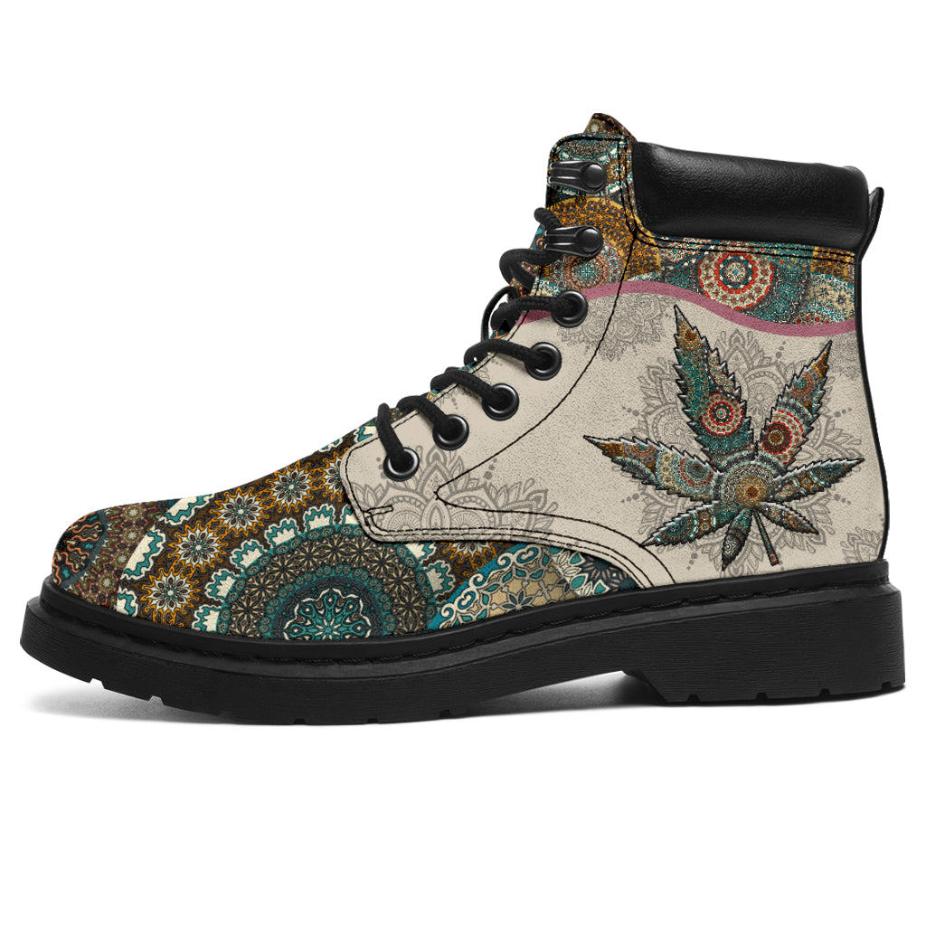 JWFancy Vintage Mandala - Weed Boots Shoes For Men And Women