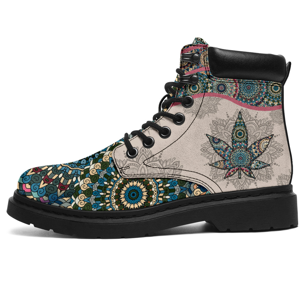 JWFancy Vintage Mandala - Weed Boots Shoes For Men And Women