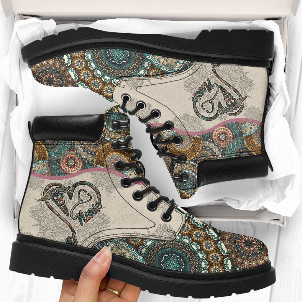 JWFancy Vintage Mandala Nurse Life Nurse Boots Shoes For Men And Women