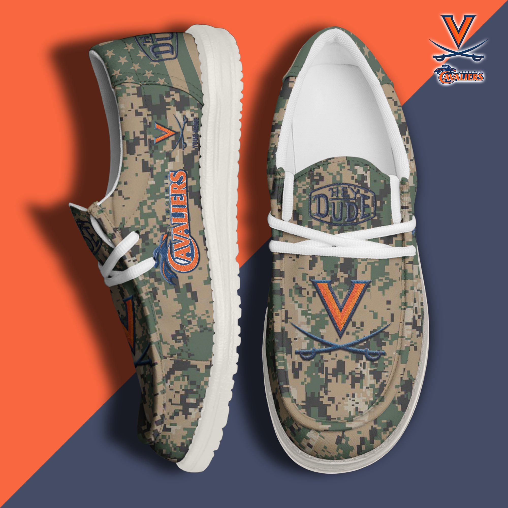JWFancy Virginia Cavaliers Hey Dude Shoes Wally Men's Lace Up Loafers Comfortable For Men And Women