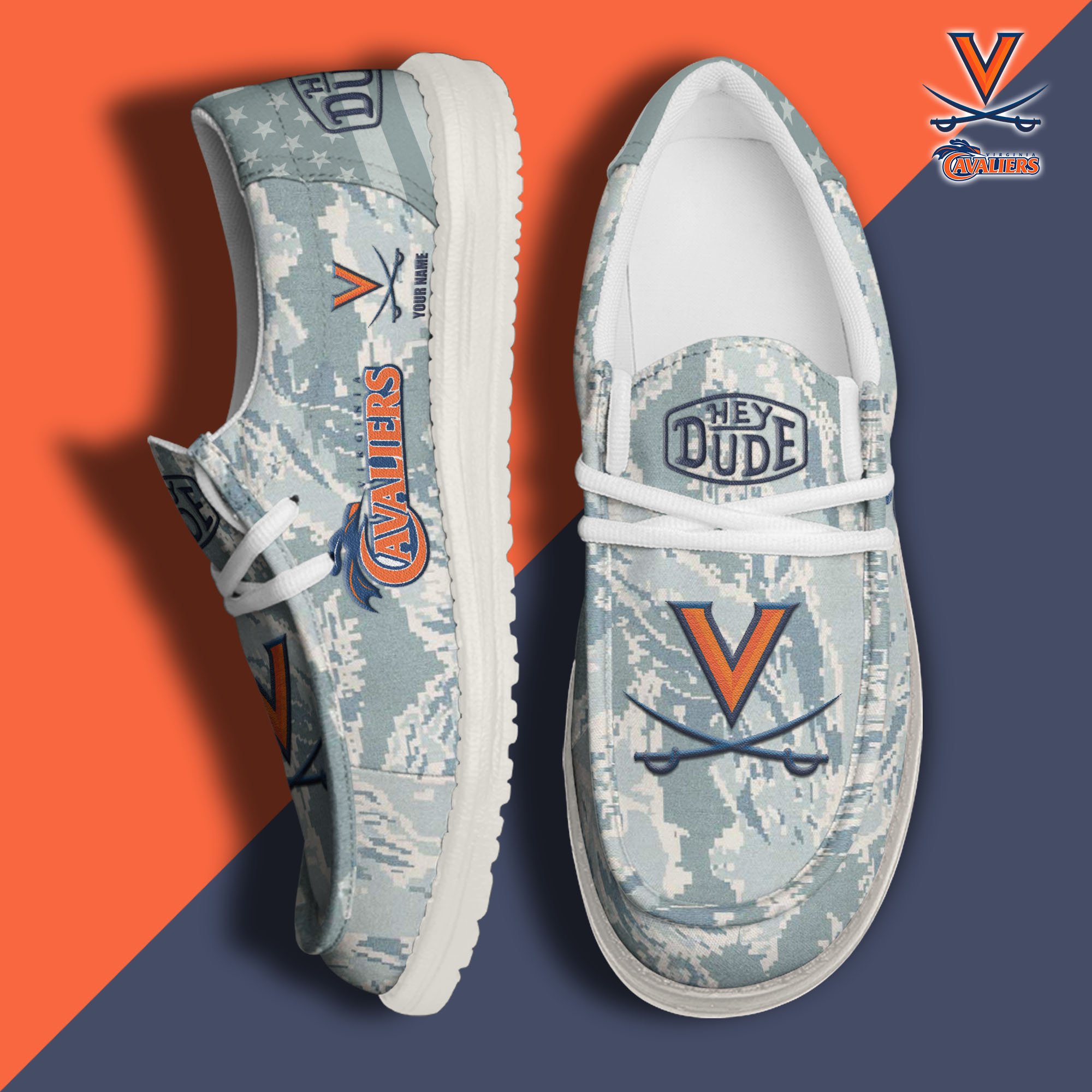 JWFancy Virginia Cavaliers Hey Dude Shoes Wally Men's Lace Up Loafers Comfortable For Men And Women
