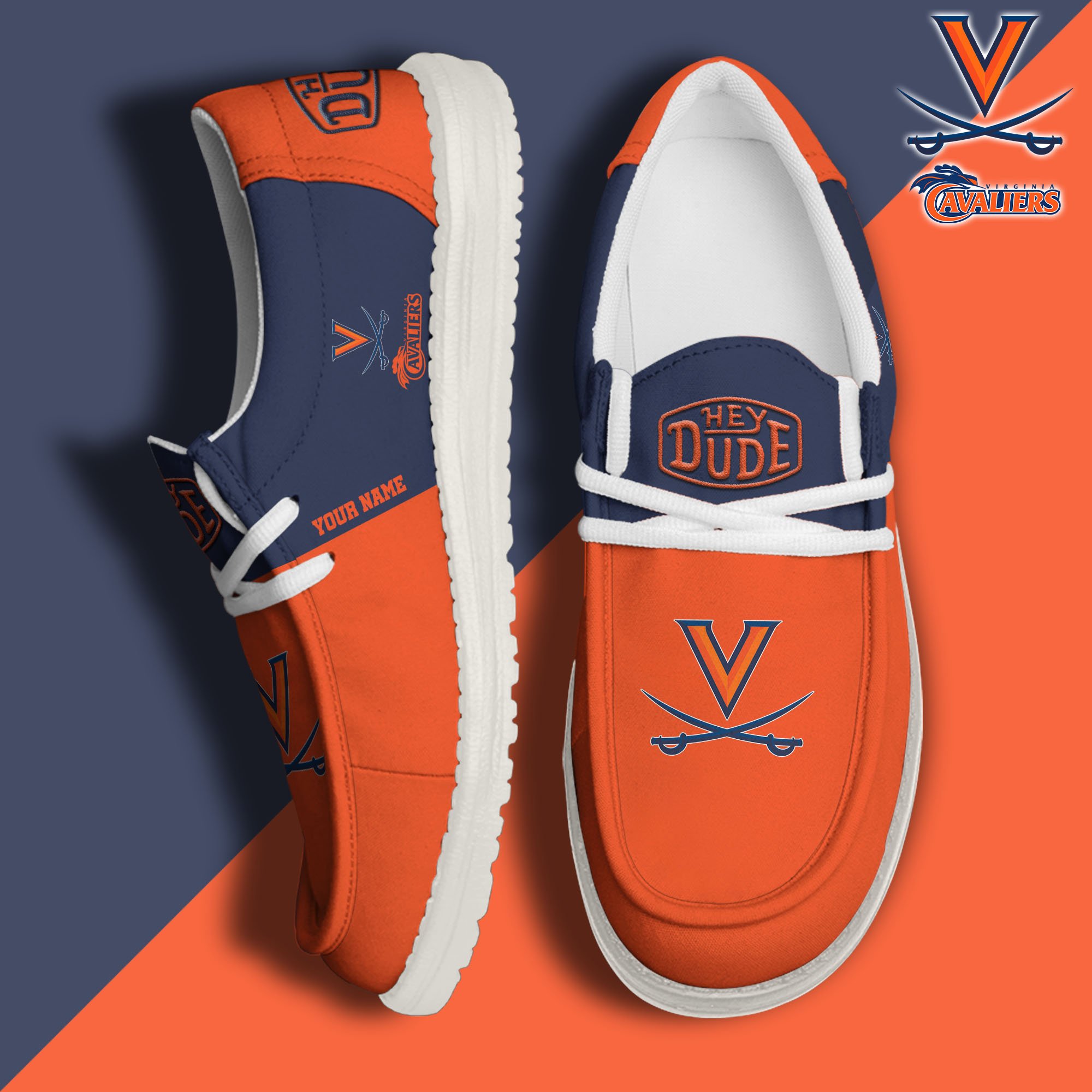 JWFancy Virginia Cavaliers Hey Dude Shoes Wally Men's Lace Up Loafers Comfortable For Men And Women