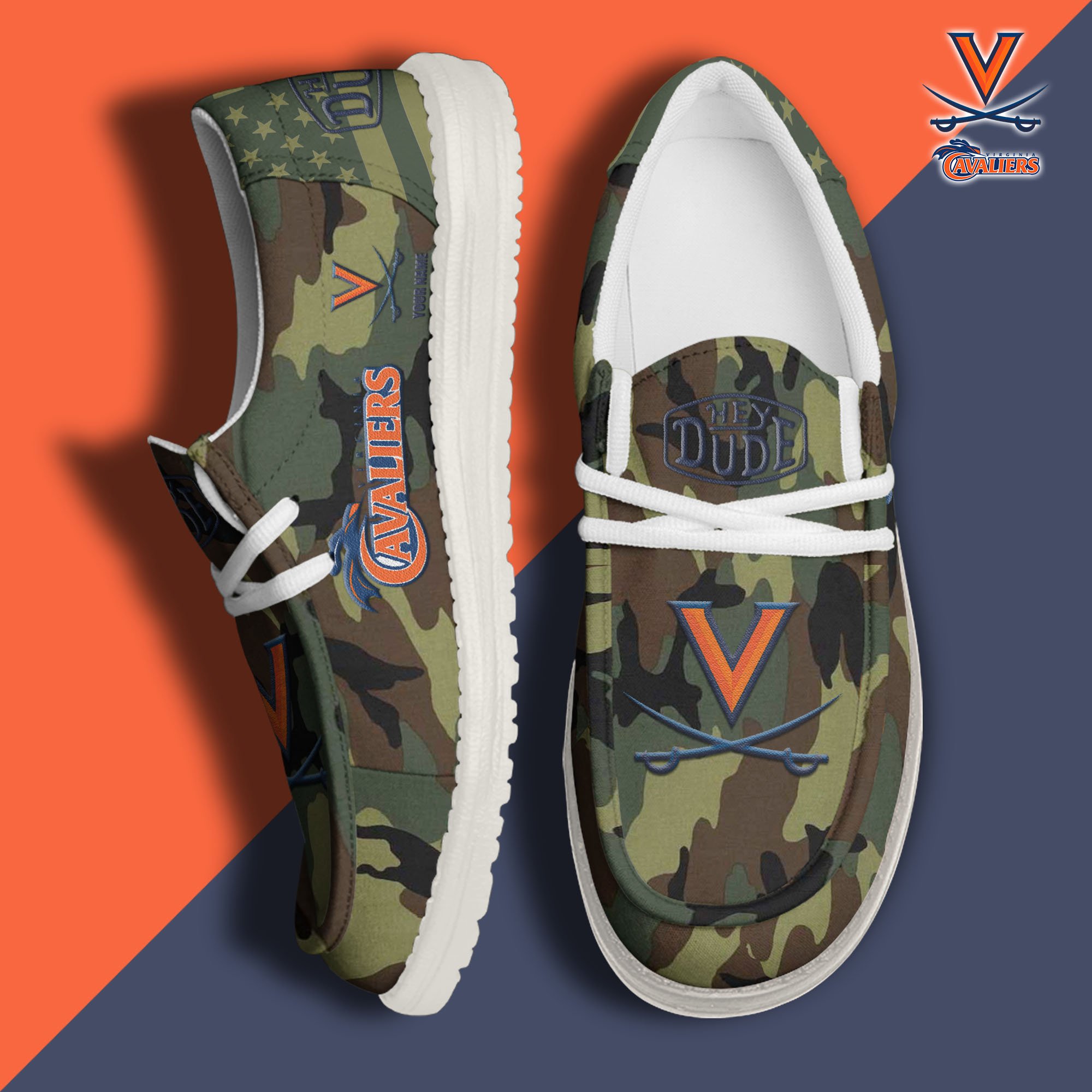 JWFancy Virginia Cavaliers Hey Dude Shoes Wally Men's Lace Up Loafers Comfortable For Men And Women