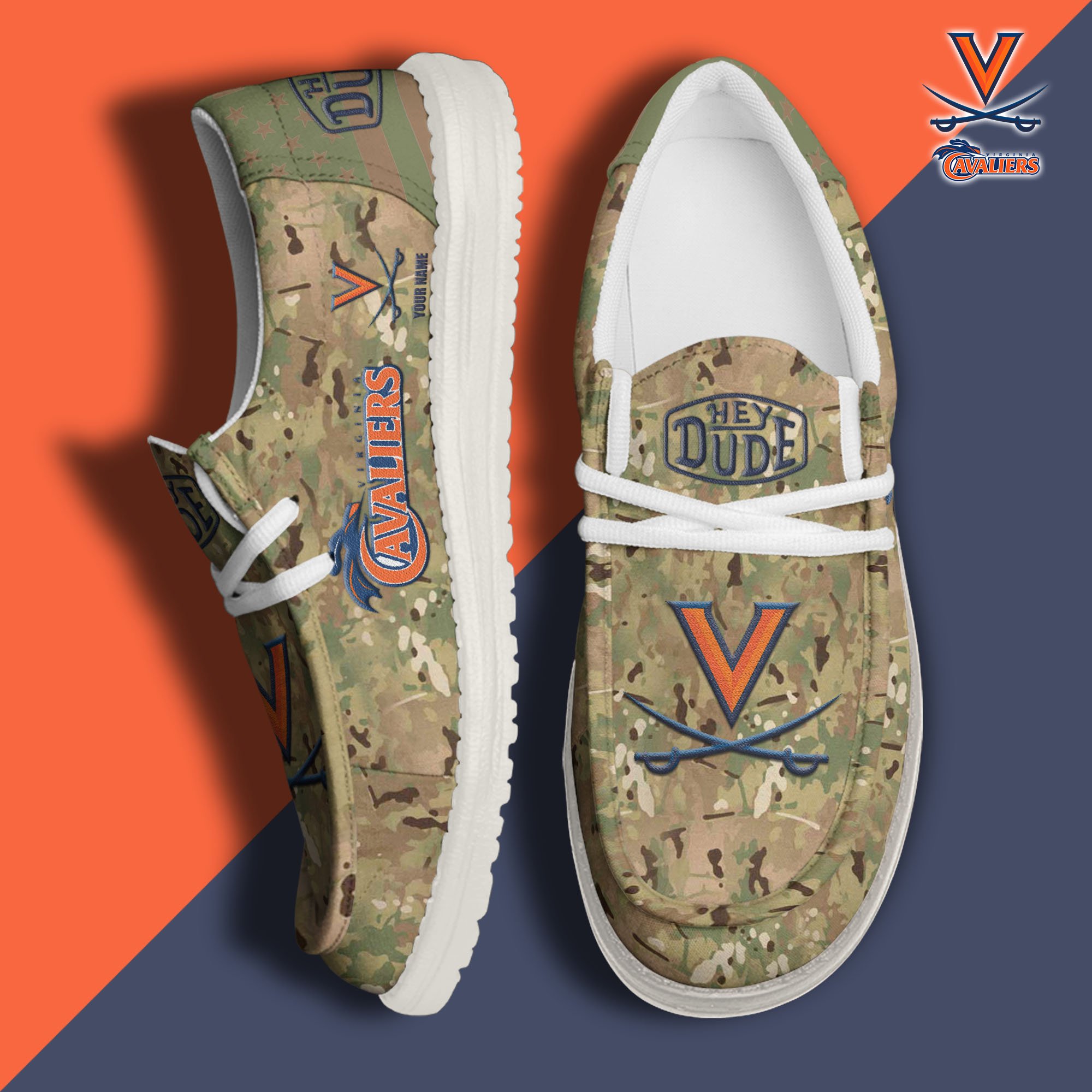 JWFancy Virginia Cavaliers Hey Dude Shoes Wally Men's Lace Up Loafers Comfortable For Men And Women