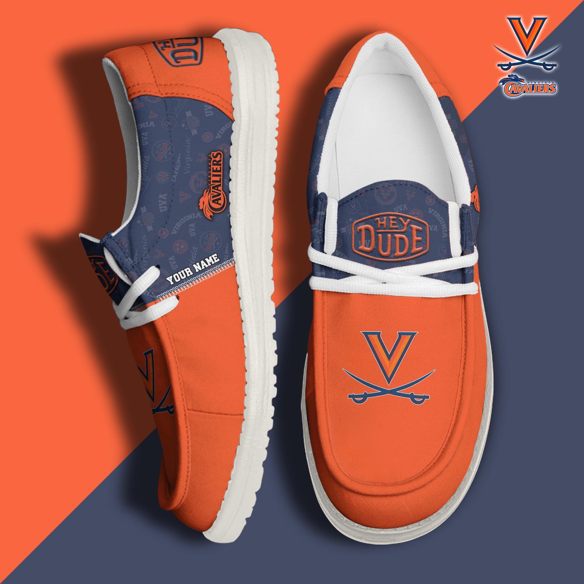JWFancy Virginia Cavaliers Hey Dude Shoes Wally Men's Lace Up Loafers Comfortable For Men And Women