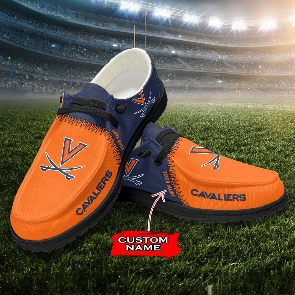 JWFancy Virginia Cavaliers Hey Dude Shoes Wally Men's Lace Up Loafers Comfortable For Men And Women