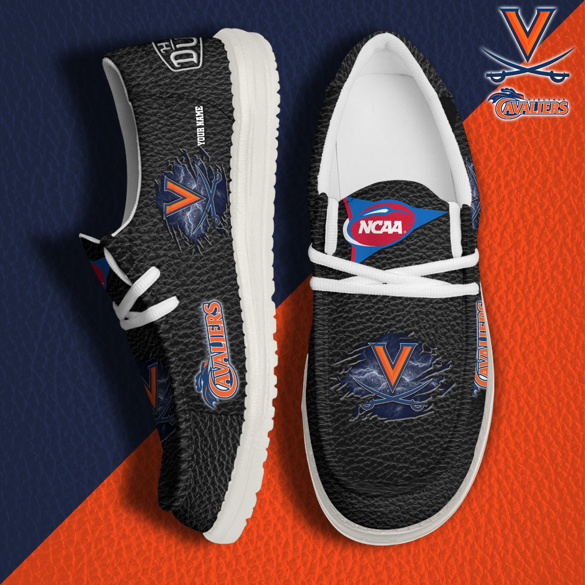 JWFancy Virginia Cavaliers Hey Dude Shoes Wally Men's Lace Up Loafers Comfortable For Men And Women