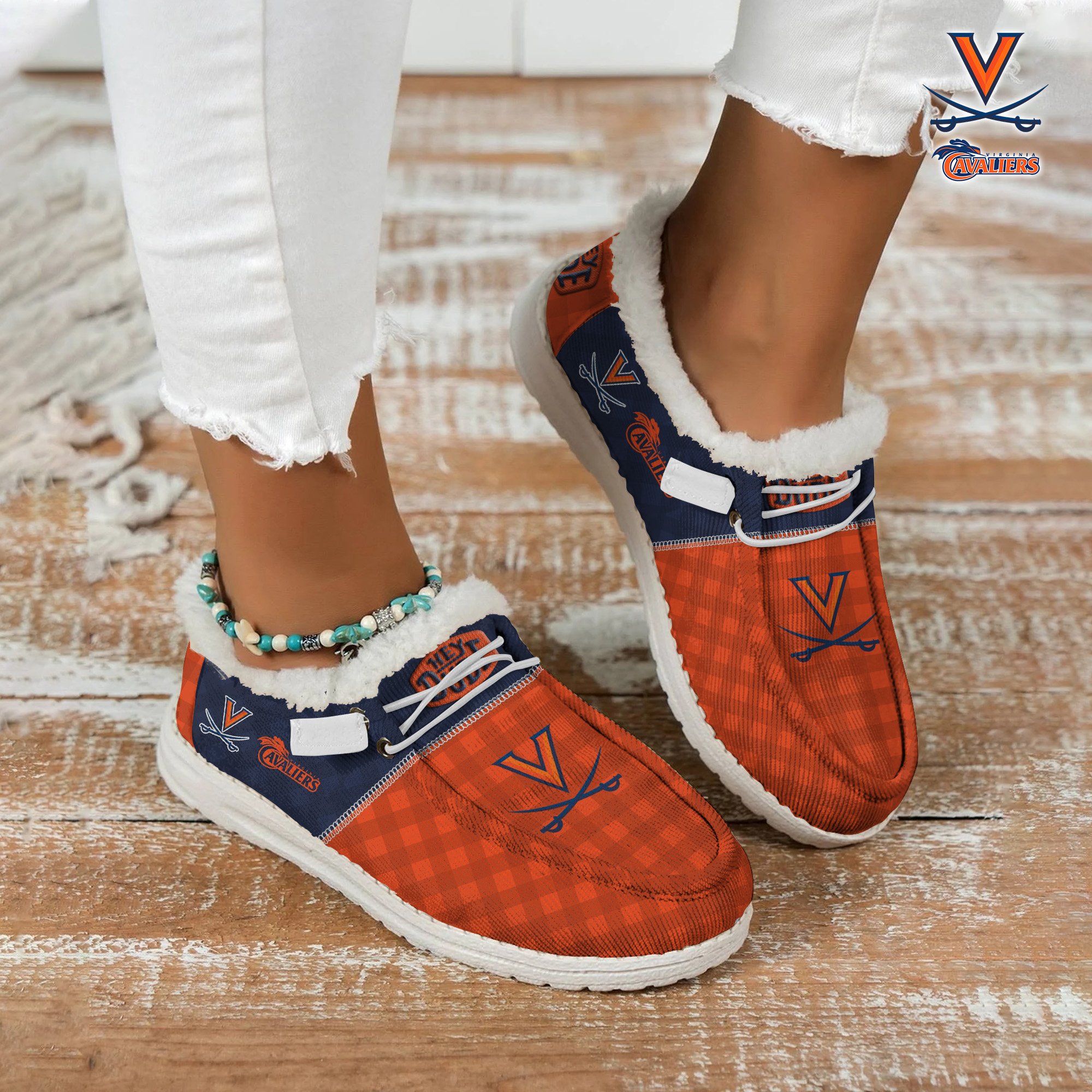 JWFancy Virginia Cavaliers Hey Dude Shoes Wally Men's Lace Up Loafers Comfortable For Men And Women